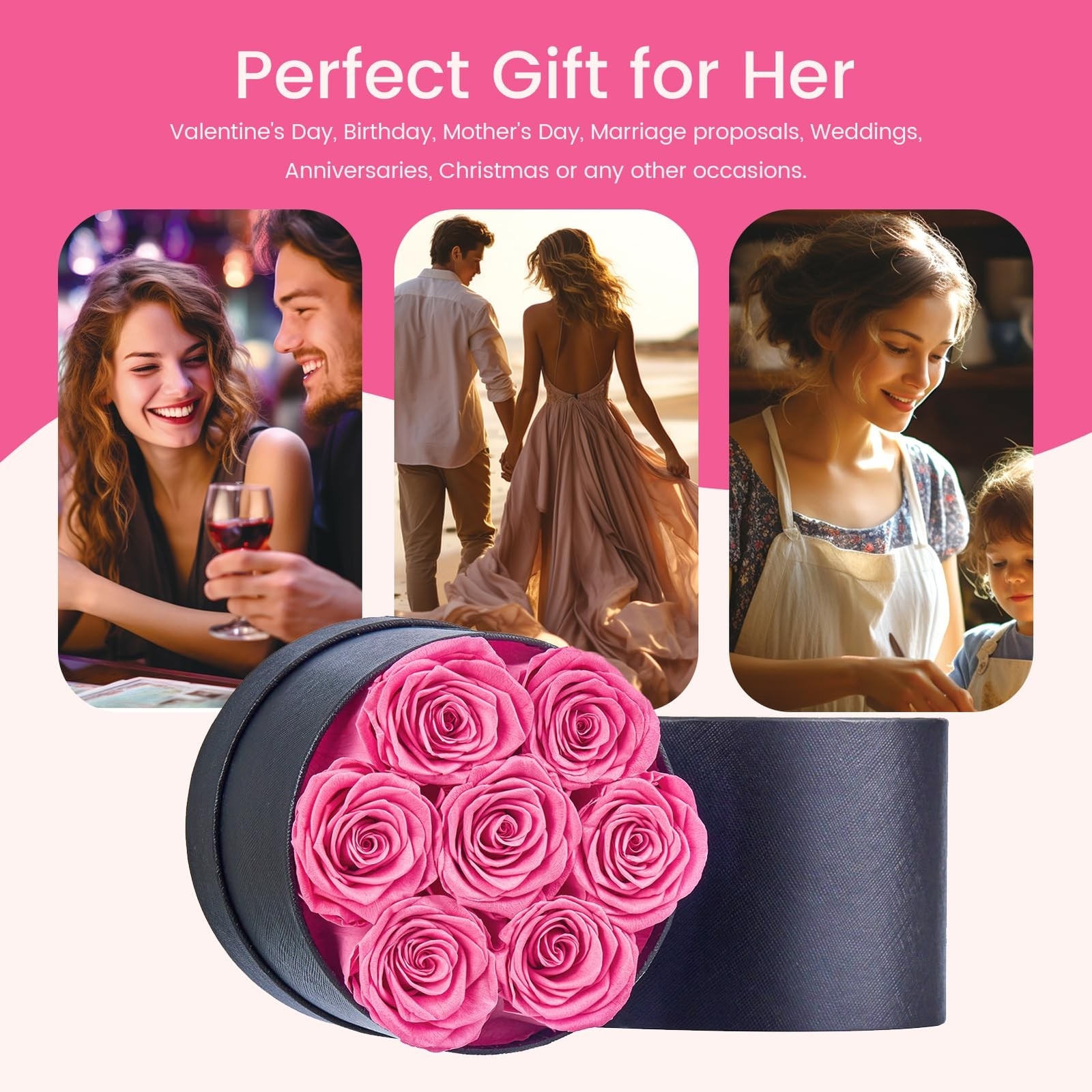 Preserved Roses in a Box Long Lasting Roses Last a Year Forever Romantic Gift…