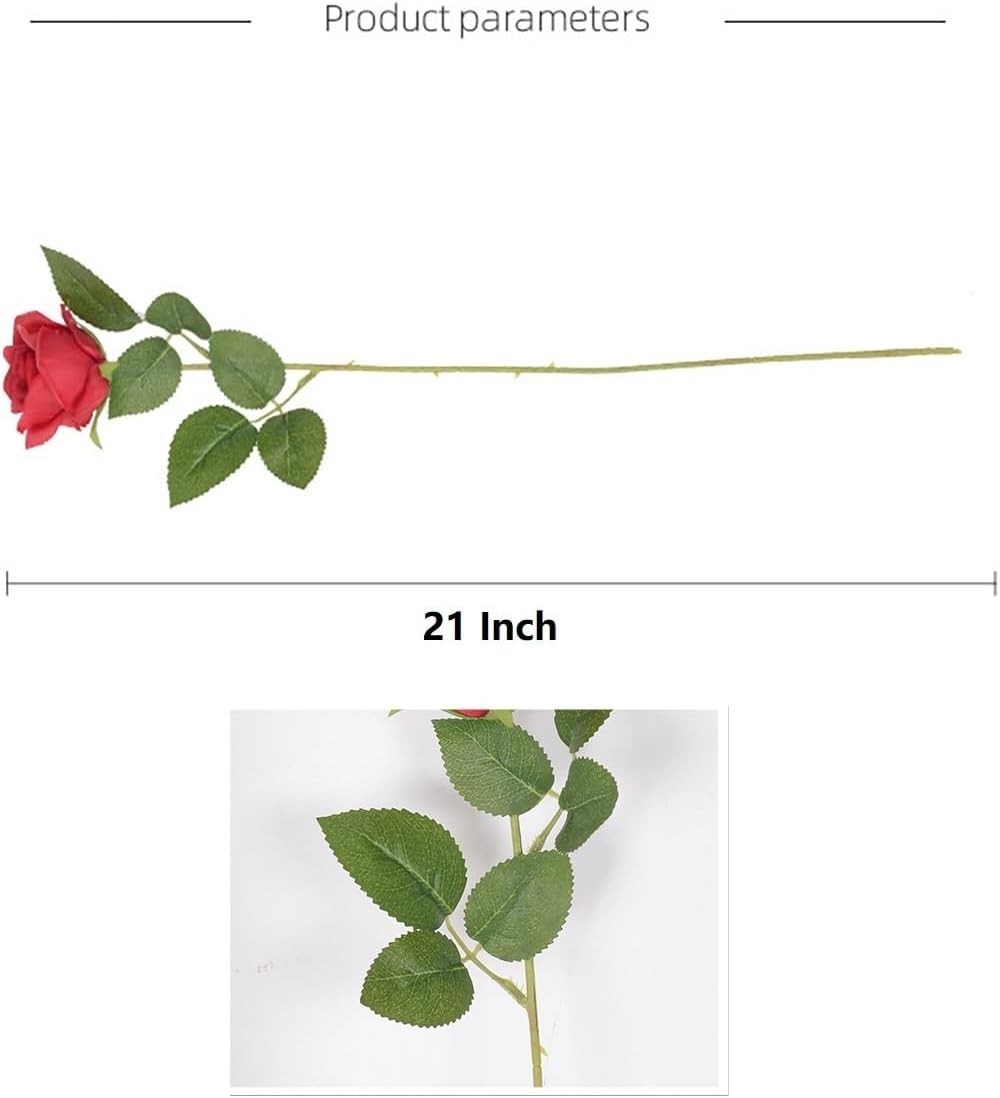 Purple Fake Roses Artificial Flowers 10 Pcs Real Touch Silk Faux Roses with L…