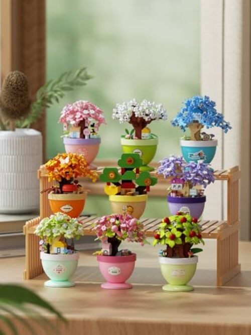 Mini Bonsai Tree Micro Building Set Building Toy Plant Cherry Jade Gardenia