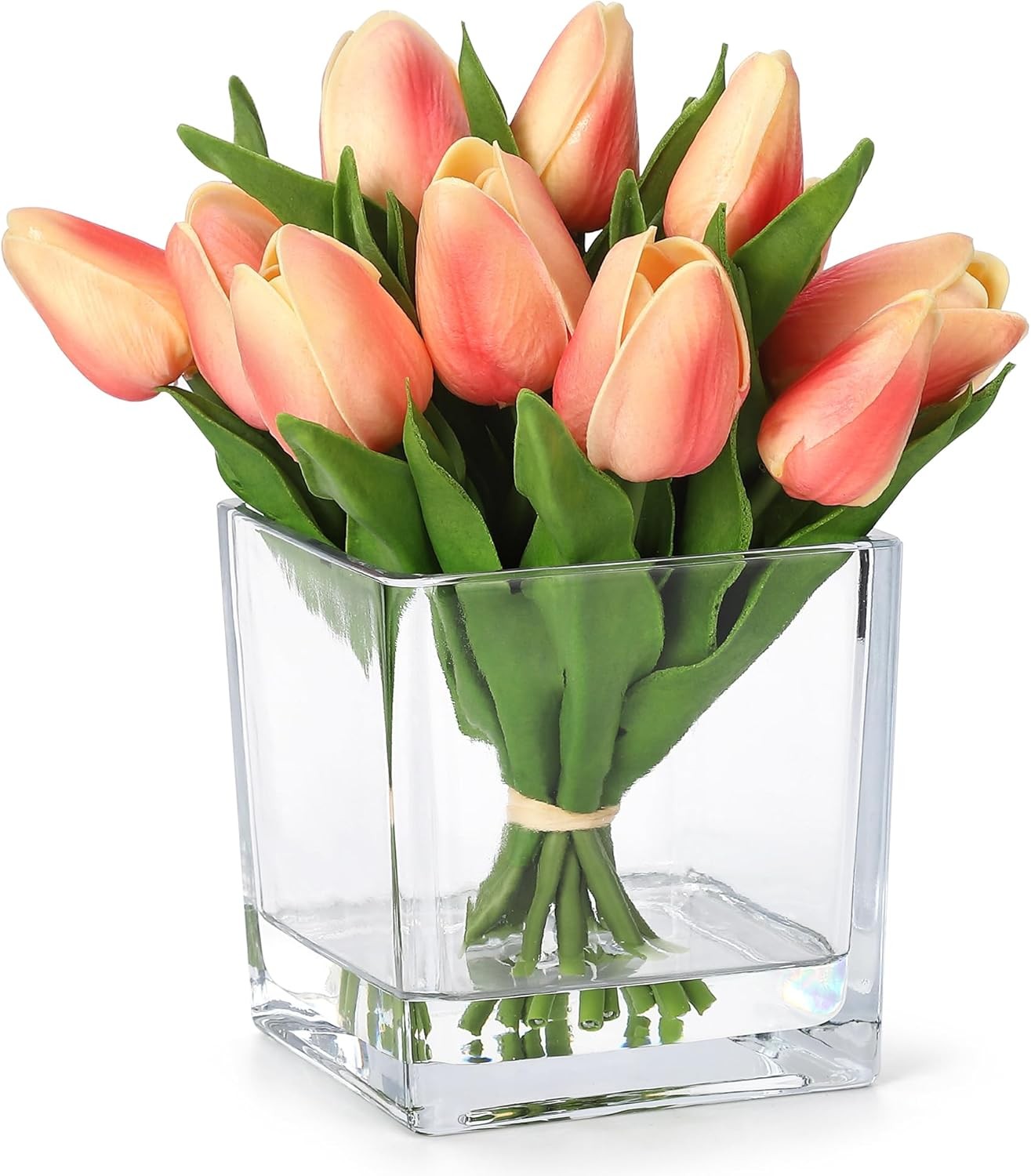 Artificial Silk Flower Arrangement w/ Glass Vase Faux Water Table Wedding Decor