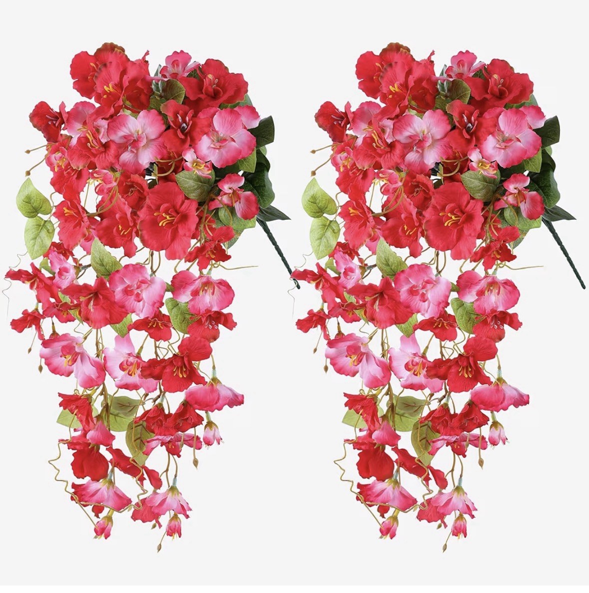 Artificial Cherry Blossom Hanging Plant Vines Wall Decor Pink/Green 2 Pack