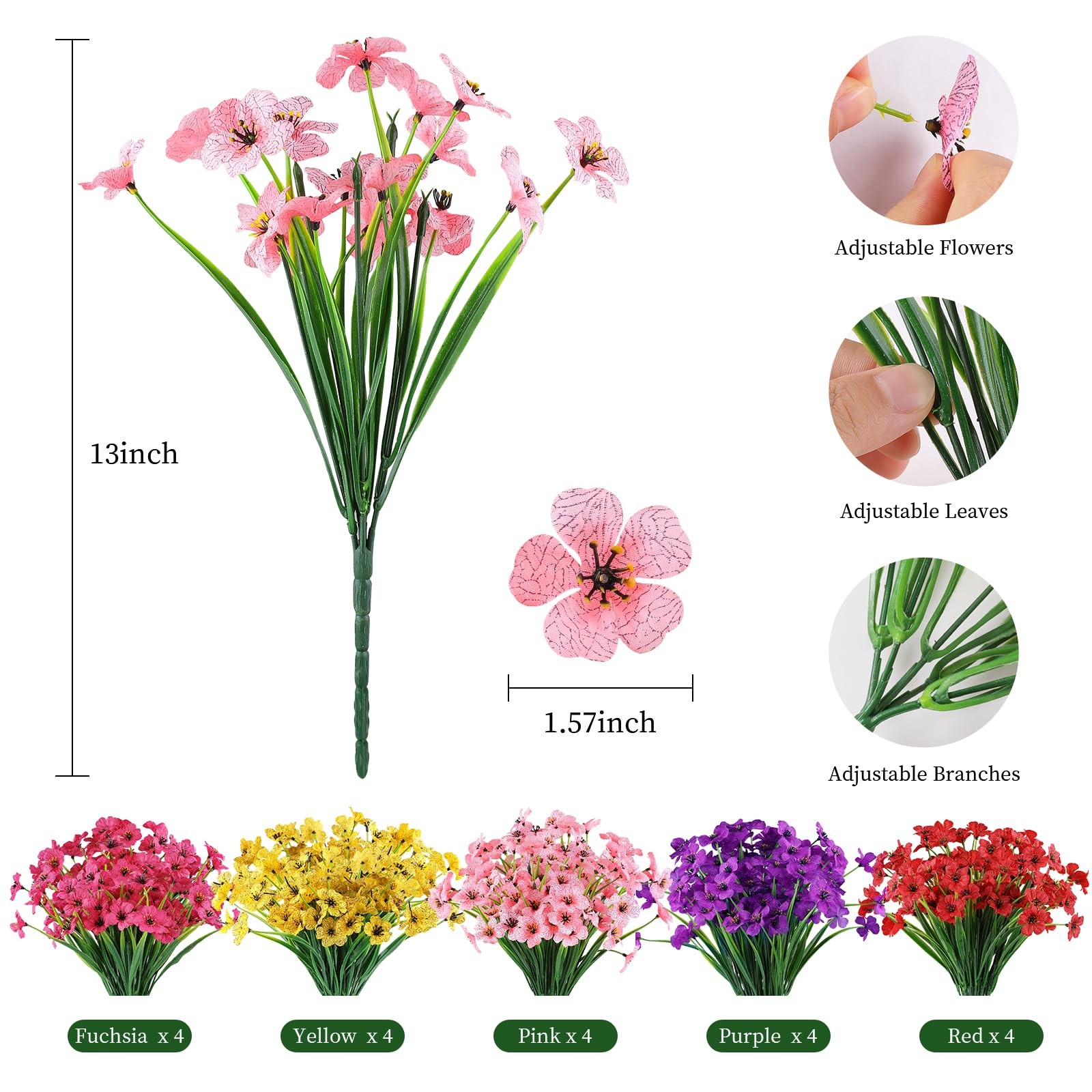 20 Bundles Artificial Flowers for Outdoor Outside Spring Summer Decoration UV…