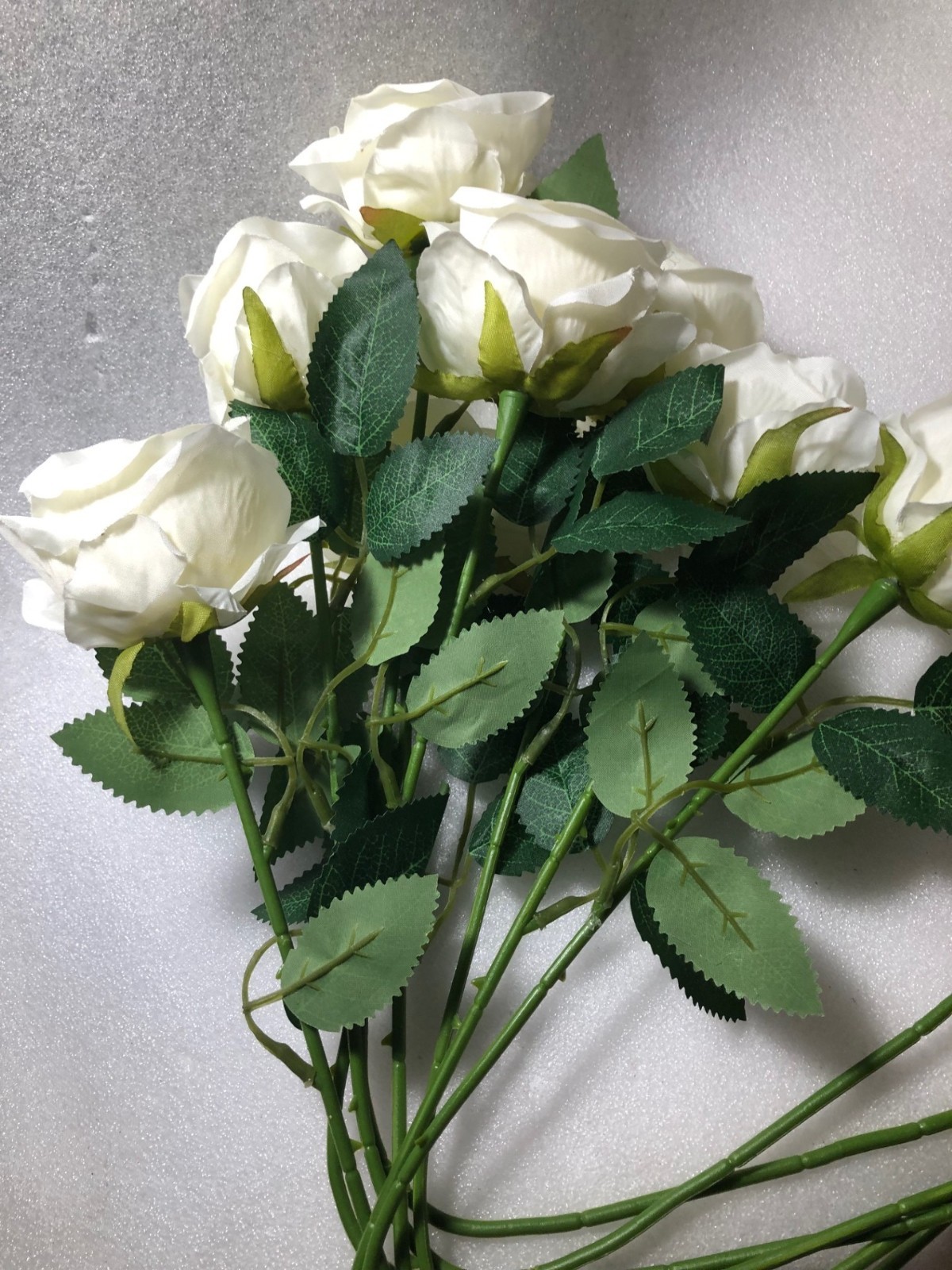8 PCS White Fake Flowers Decor Real Touch Artificial silk Rose 20″L(Z1
