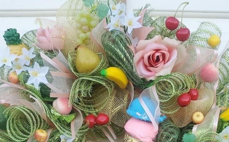 Summer Wreath Large 24″ Handmade Deco Mesh Front Door Ice Cream Cone Decoration
