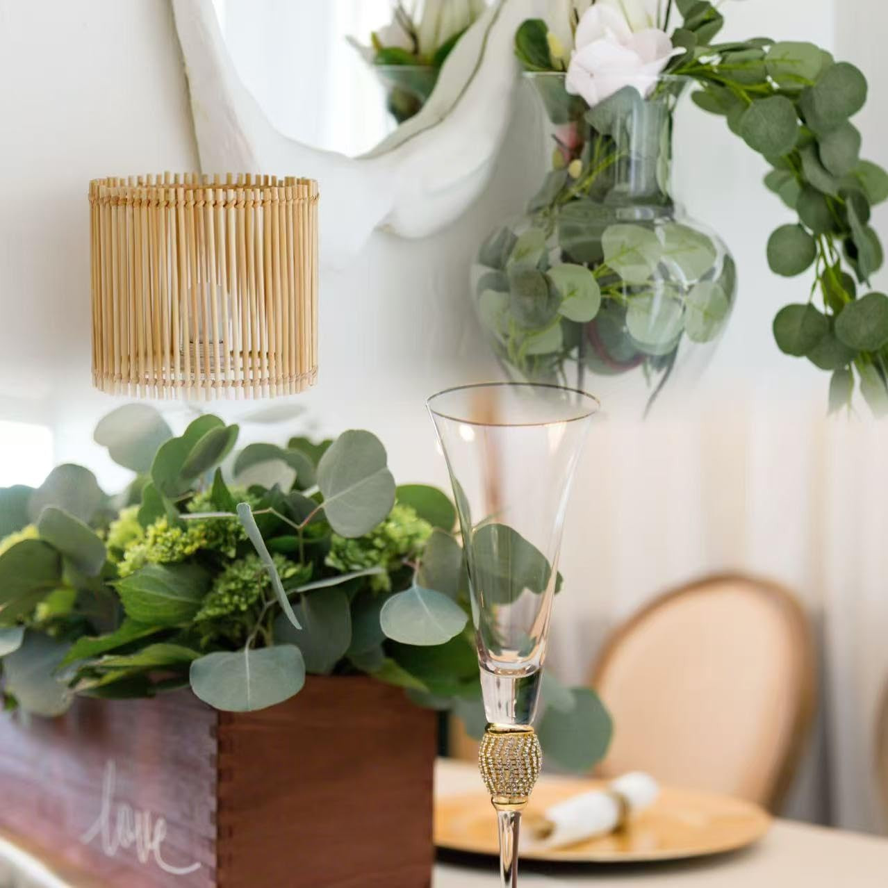 8Pcs Artificial Eucalyptus Garland Greenery Leaves Silk Vines Silver Dollar Leav