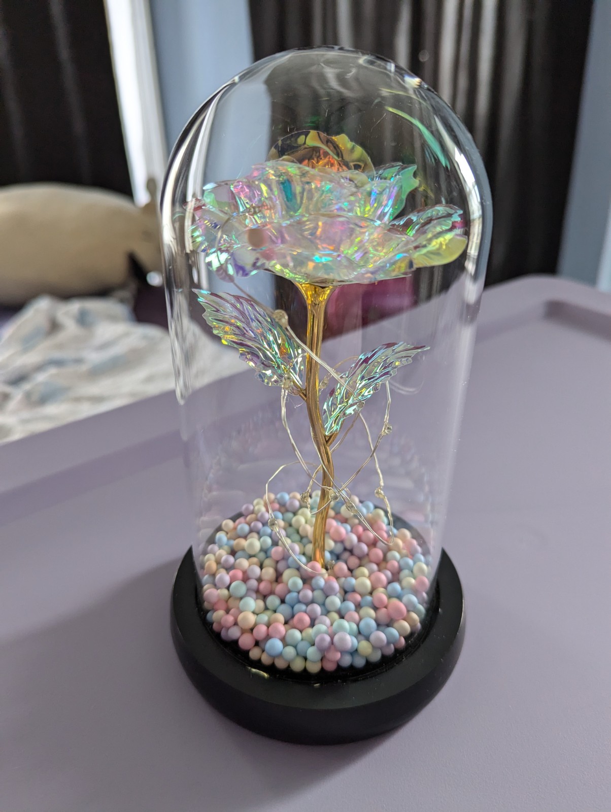 Forever Light Up Rose In Glass Dome Enchanted Rose With LED and Fairy Lights