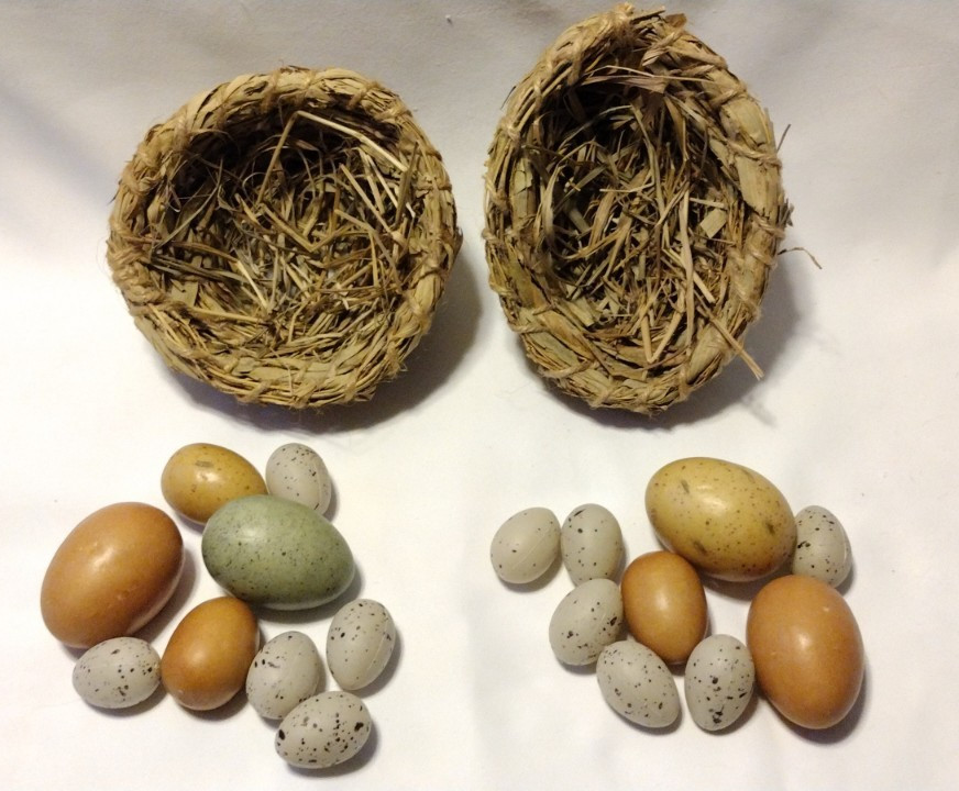 2 Faux Bird Nest w/ Speckled Eggs Easter Spring Decor Rustic Farmhouse AB