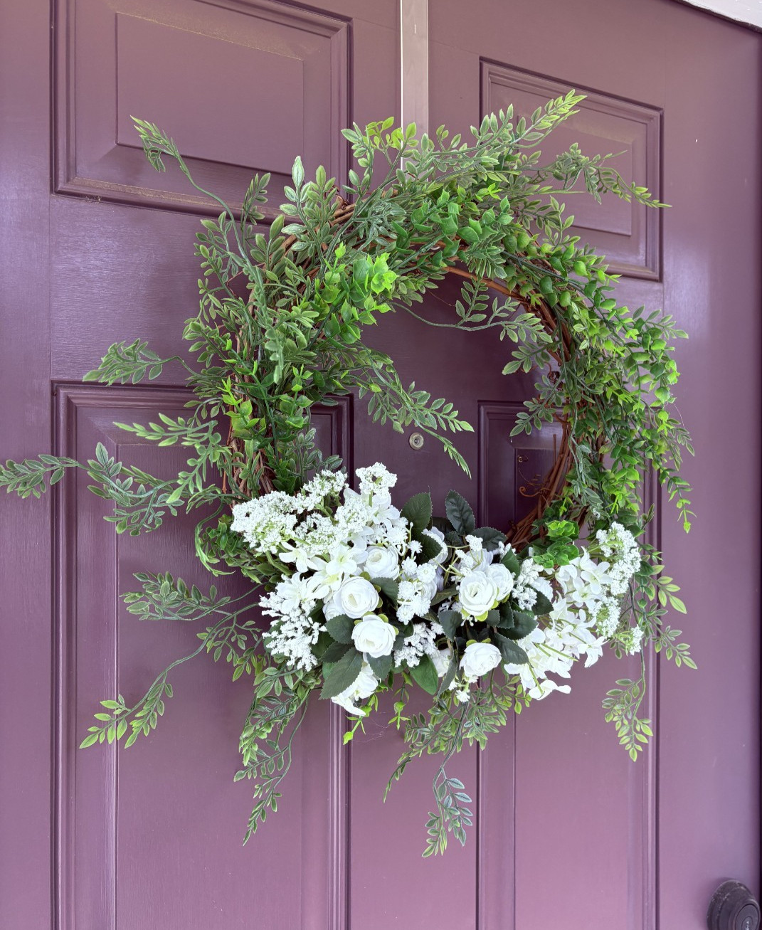 Spring, Summer or Any Occasion Handcrafted Faux / Plastic White flowers Wreath