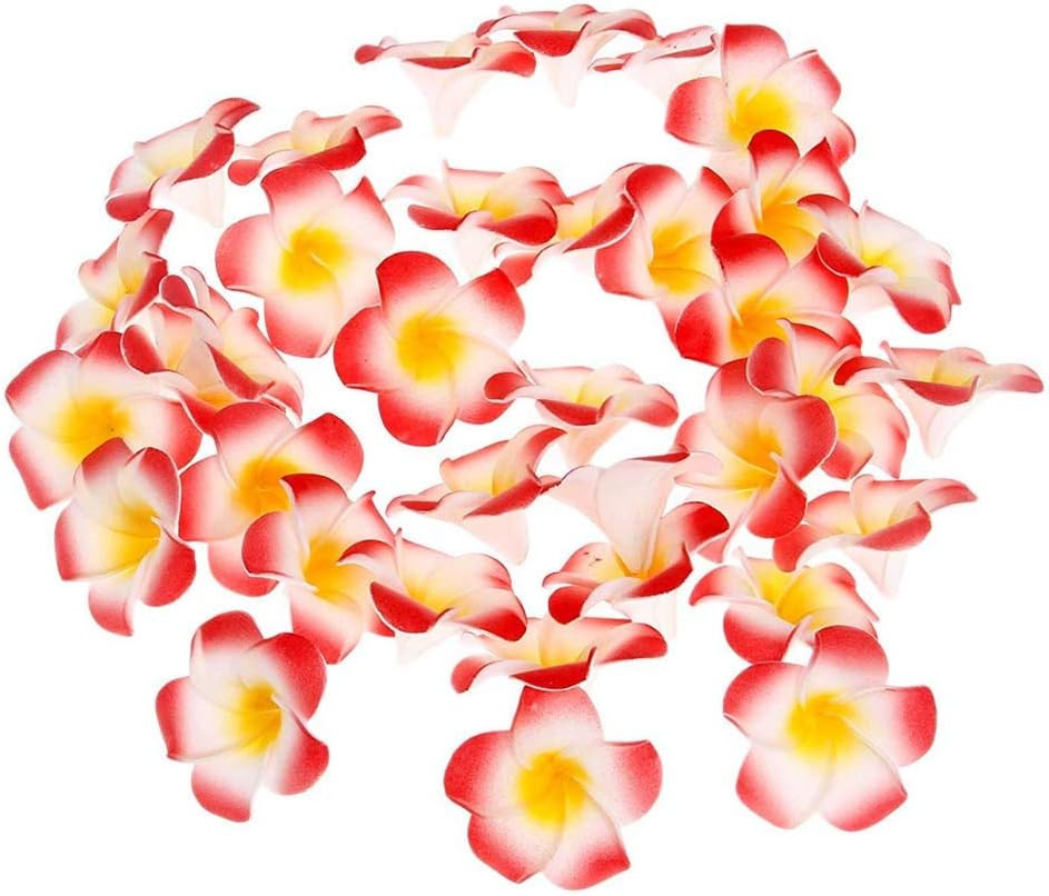 100Pcs Red Foam Hawaiian Frangipani Artificial Plumeria Flower Petals Cap Hair H