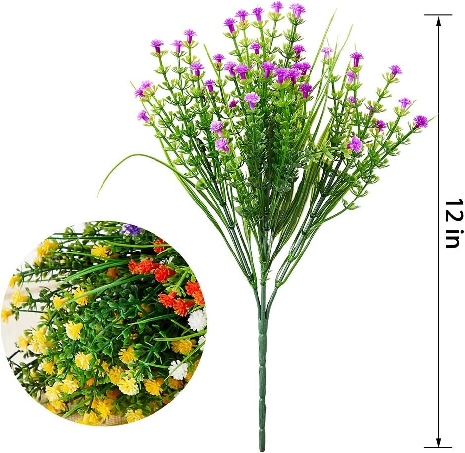 Outdoor Indoor Artificial Flowers Baby Breath Fake Flowers UV Resistant Purple