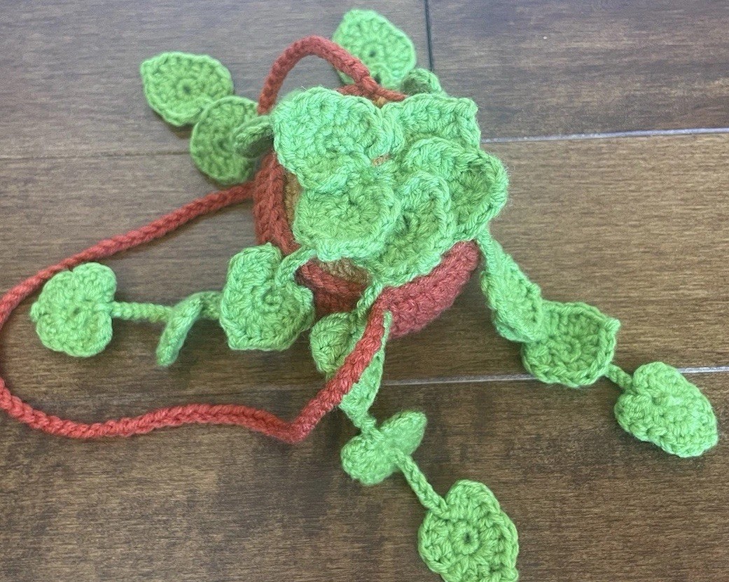 Handcrafted Cotton Crochet Hanging Plant for Car Mirror Home Decoration Window