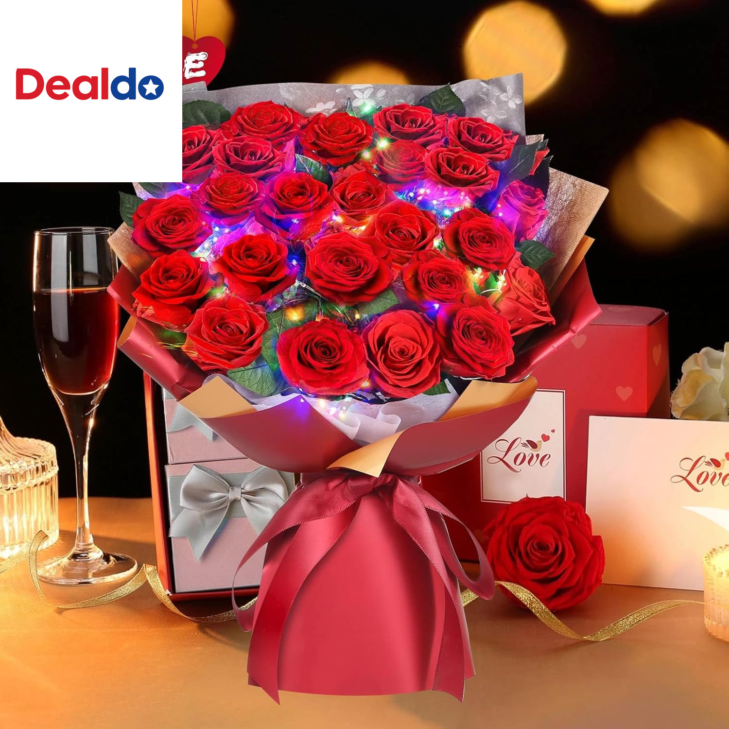 24 Preserved Real Red Rose Bouquet Long-Lasting Flowers for Her and Romantic Gif