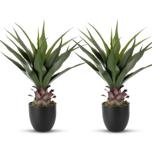 Pack Artificial Spiked Agave Plant.3 ft Faux Agave Plants, 2.23ft 2