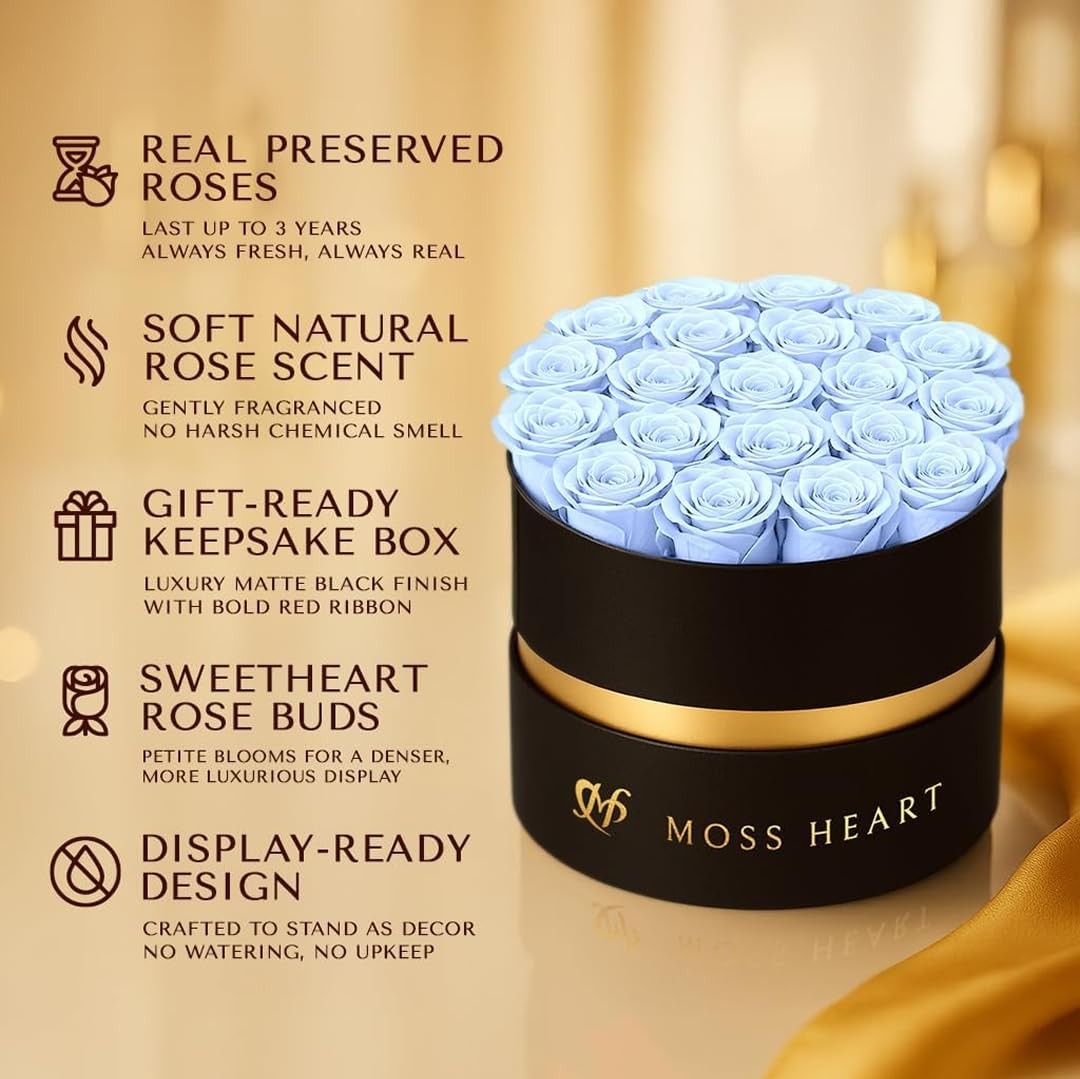 Petite Preserved Forever Roses In Round Box Long Lasting 1+ Year Gift For Her
