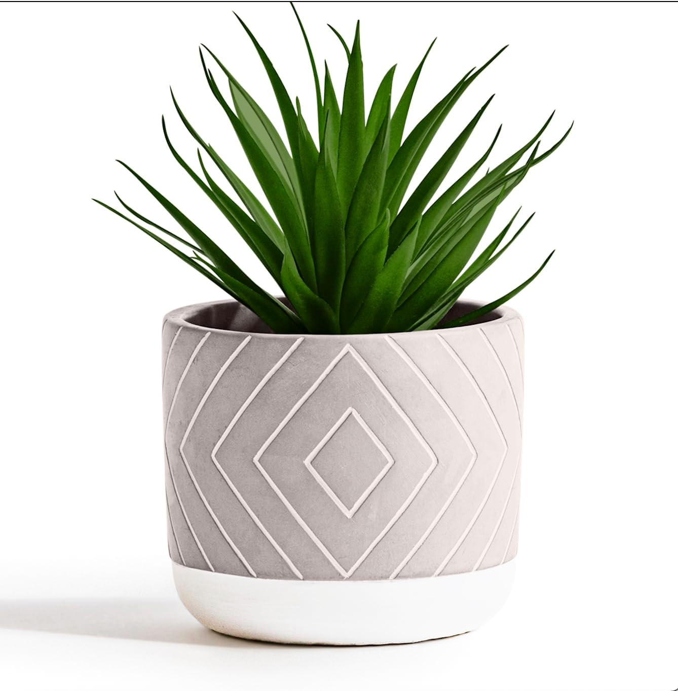 Desk Plant | 8″ Small Artificial Plants in Pots | Handmade Cement Pot with Small