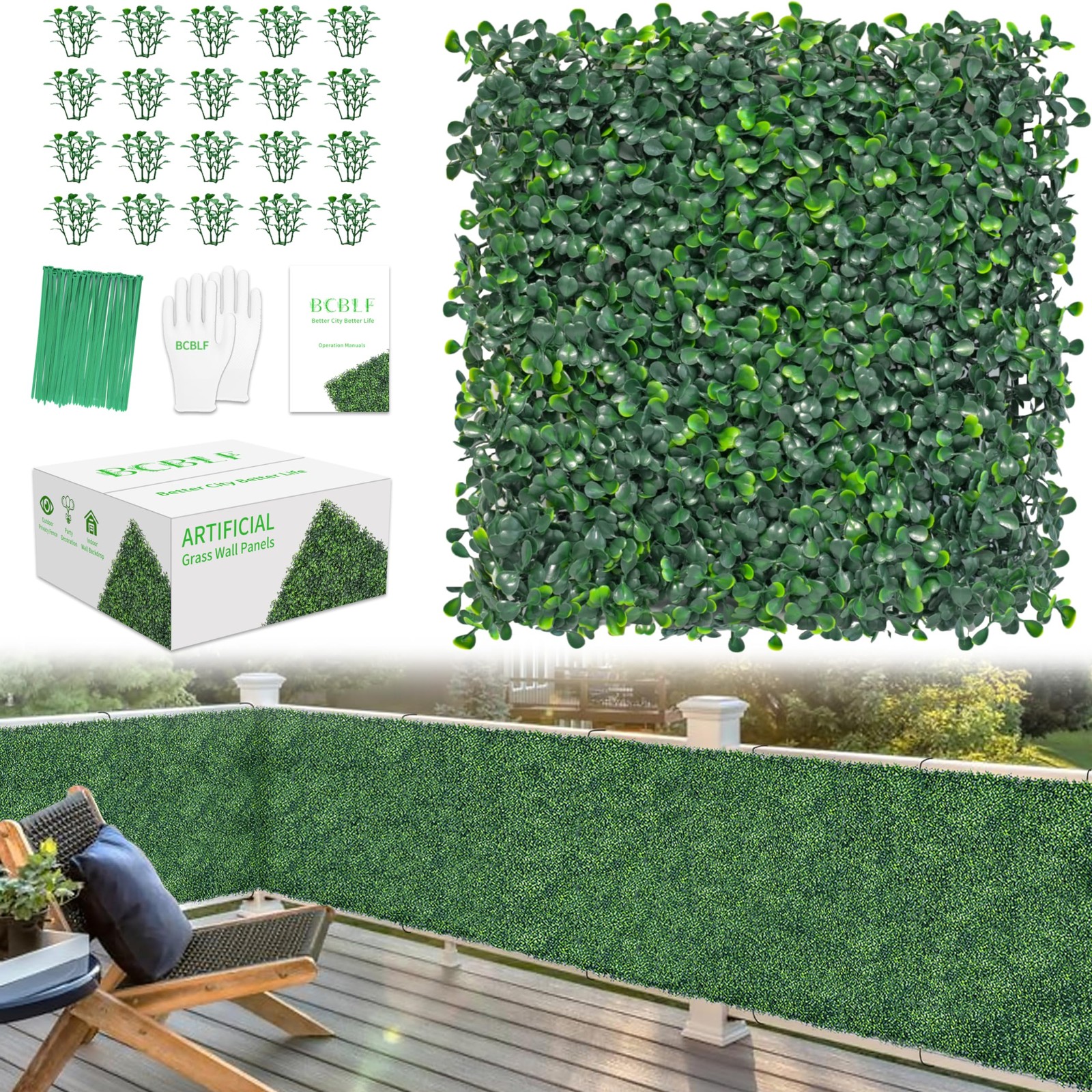 BCBLF 10x10Inch Grass Wall Panels 10Pcs