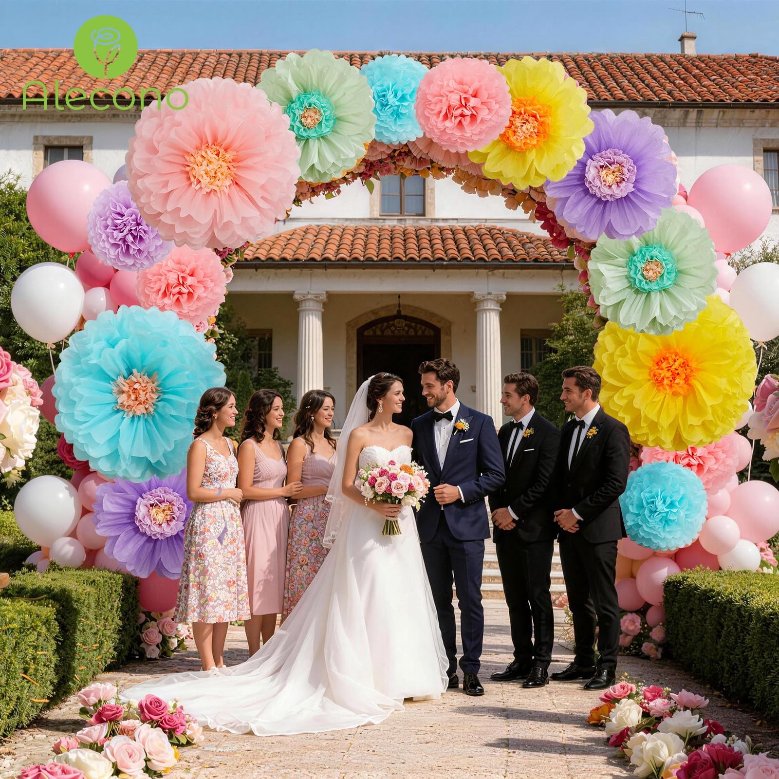 9 PCS Giant Paper Flowers Extra Large Handcrafted Tissue Decorations Backdrop