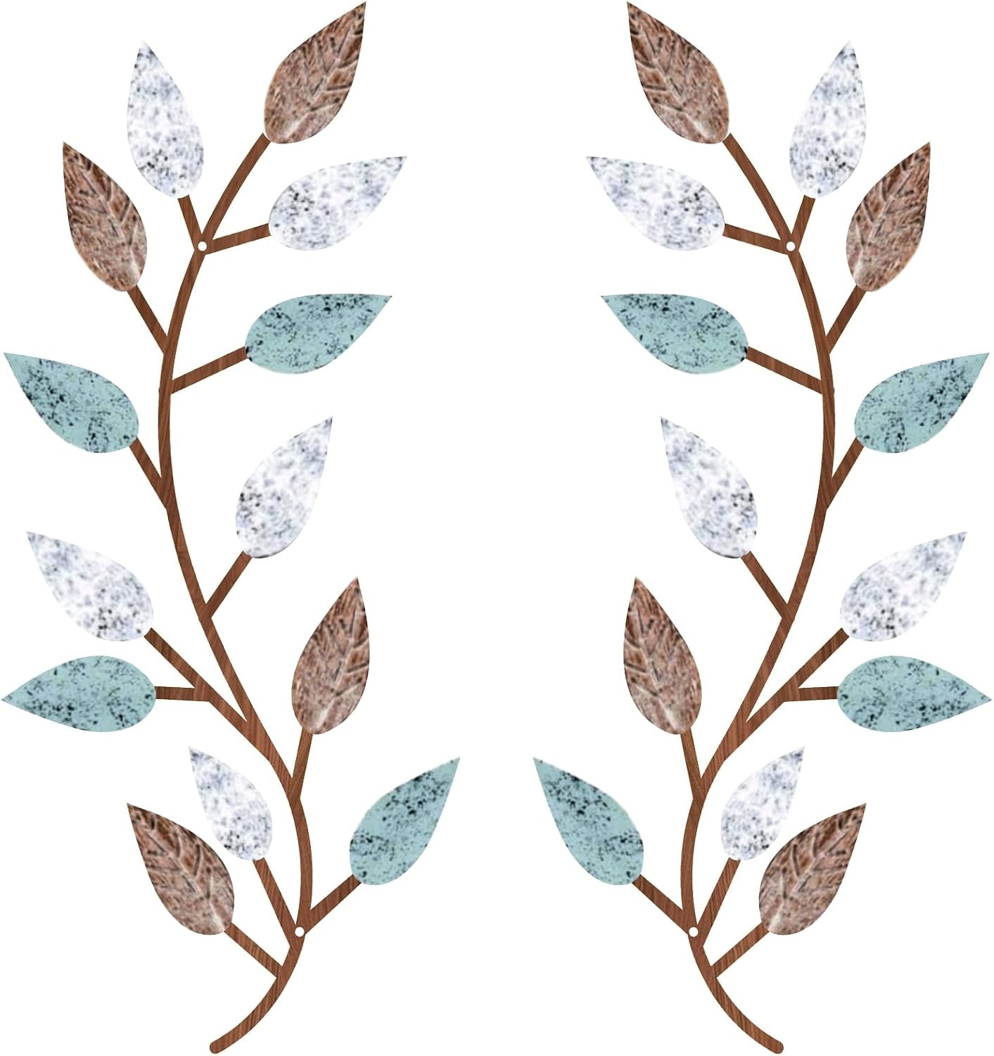 2-Pack Metal Tree Leaf Wall Art, Vintage Brown Olive Branch Vine Wall Decor