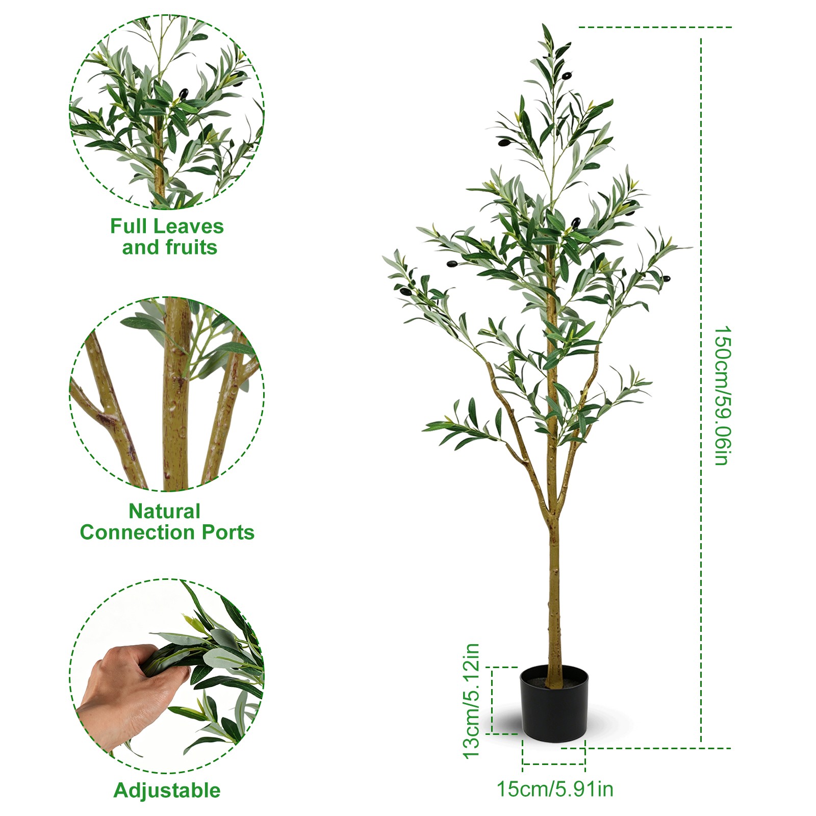 5FT Tall Faux Realistic Olive Trees Artificial Olive Tree For Indoor Home Decor