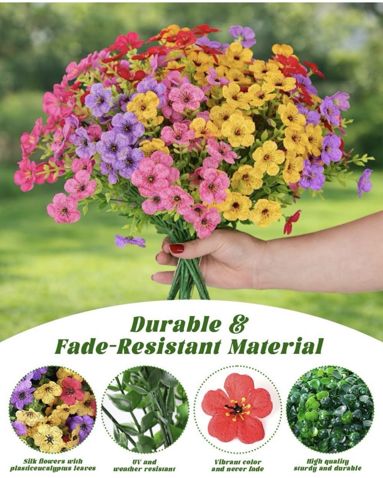 Artificial Faux Fake Hanging Flowers Plants Basket for Summer Outdoor outside