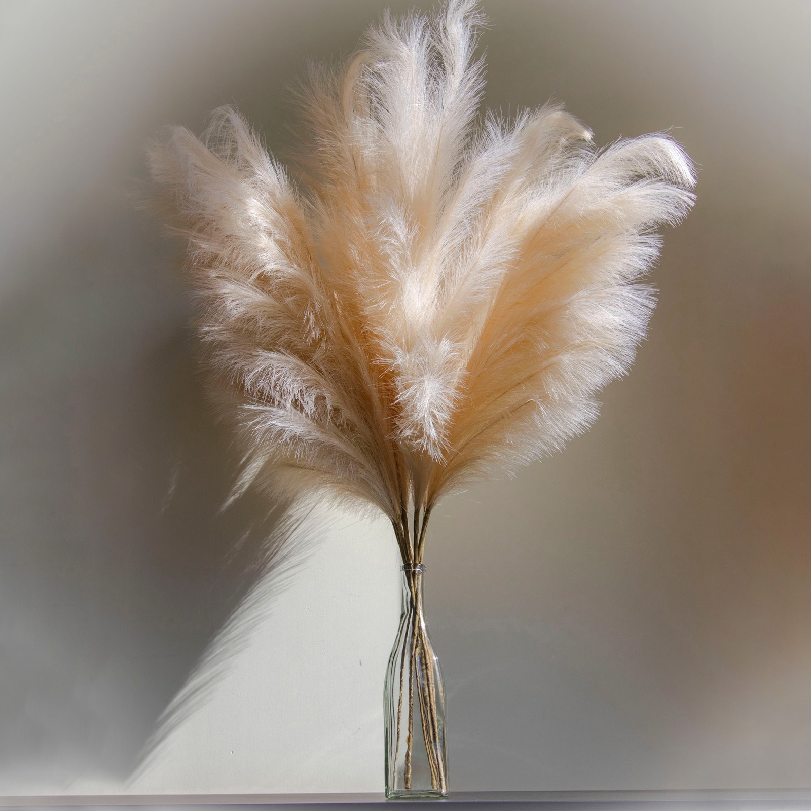 3Pcs Pampas Grass 17.7″ Fake Pampas Grass for Wedding Decoration Silver