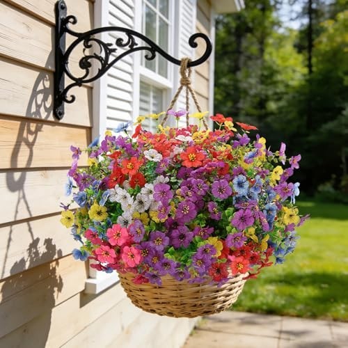 24 Bundles UV Resistant Artificial Flowers for Outdoor Planters & Garden Decor