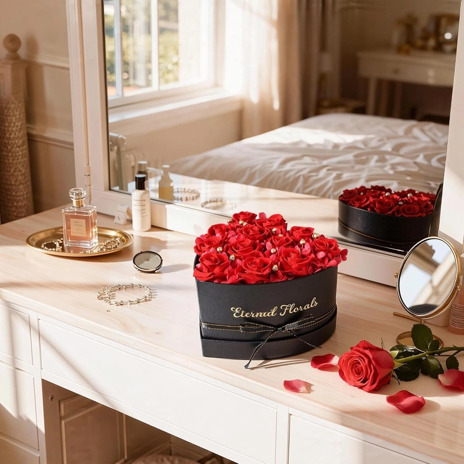 Classic 12 Pcs Red Roses in Heart Shaped Box – Luxurious Gift for Women