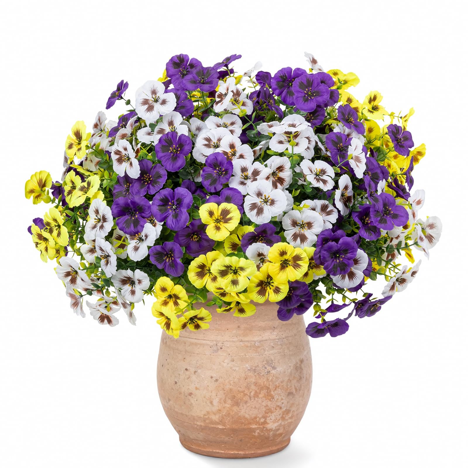 24 Pcs Artificial Fake Pansy Flowers for Outdoor,Faux Silk Plants Flowers UV …