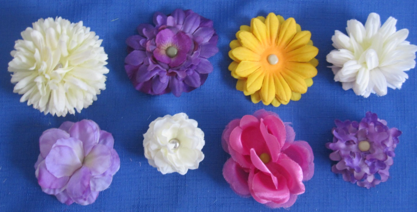 #6 Lot-49 Small/Medium Layers Used Silk Flower Petals 1-3″ Brads Multiple Colors
