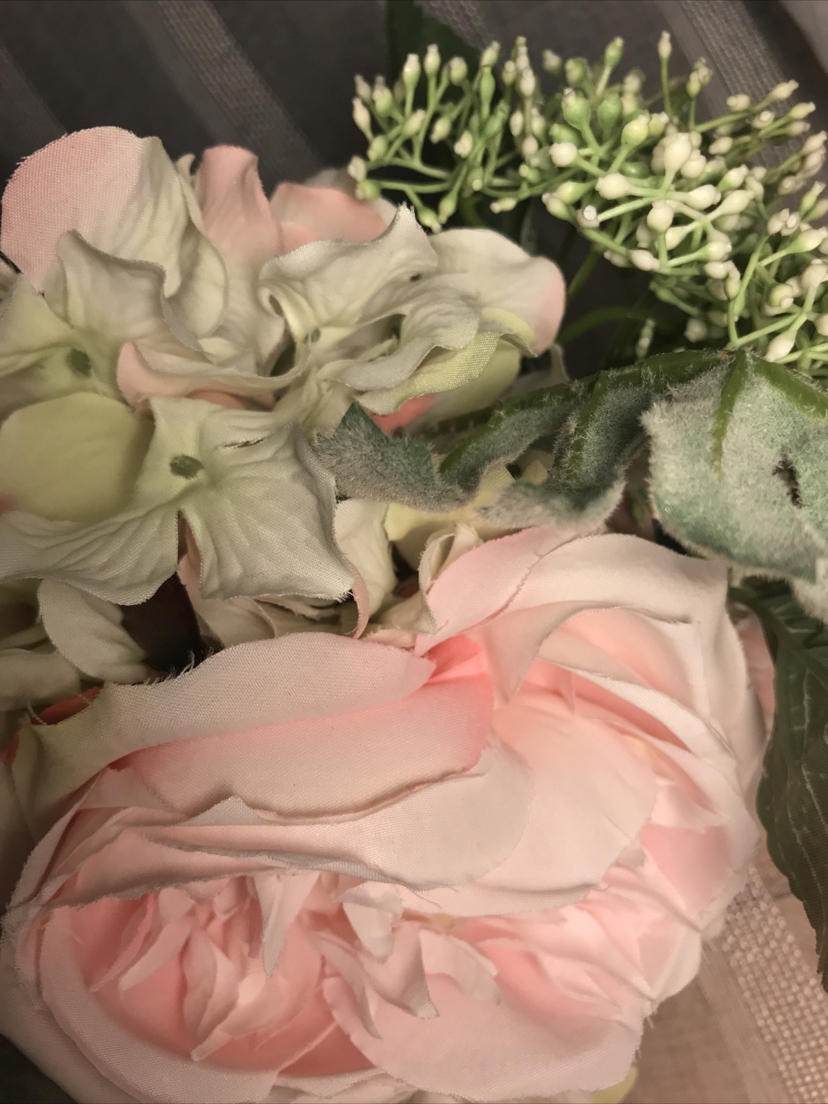 Faux Flower Centerpiece Ceramic Vase NWT Pink Cream Green Beautiful Floral Decor