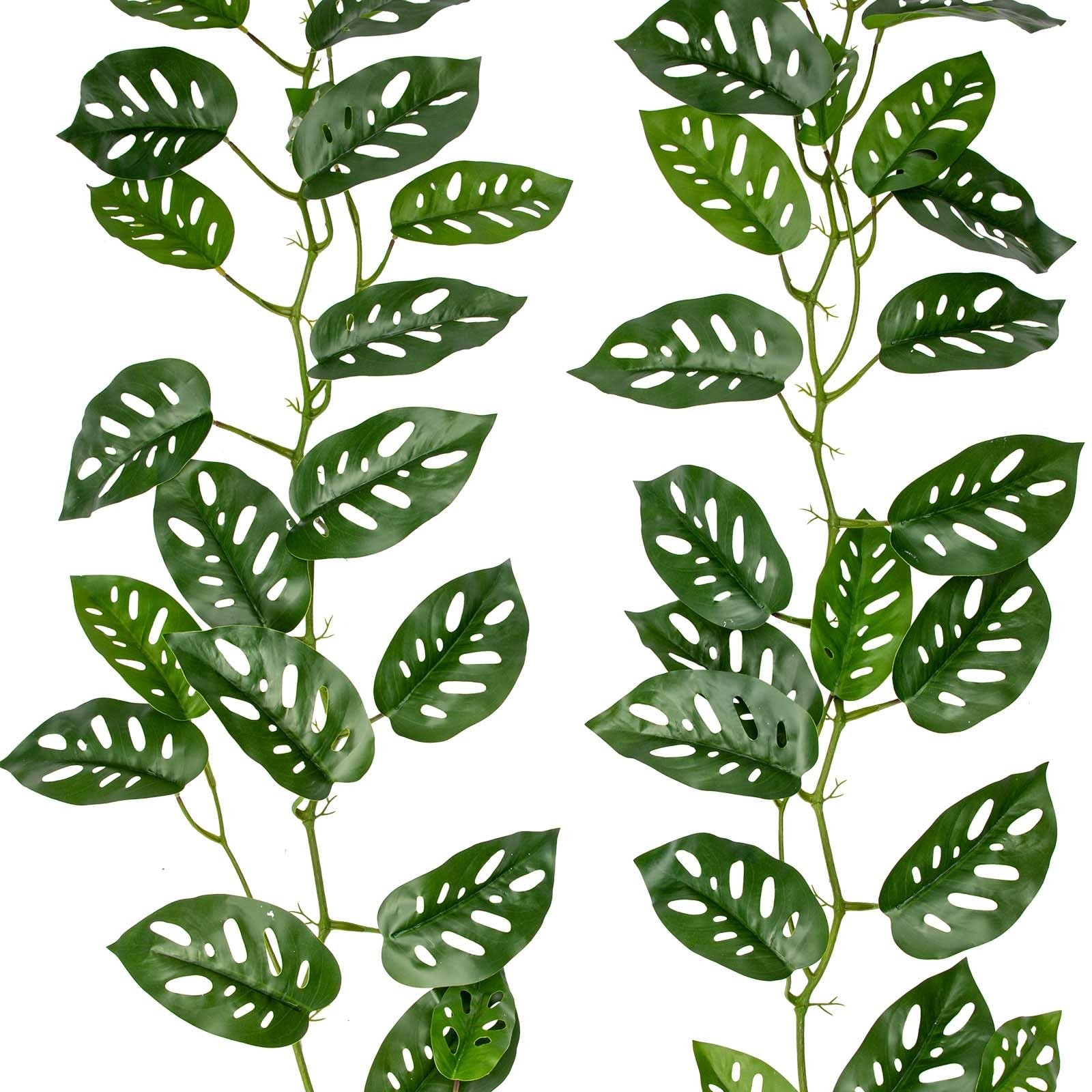 2Pcs Artificial Monstera Leaves Vines 4ft Fake Hanging Plant Ivy Vines Greene…