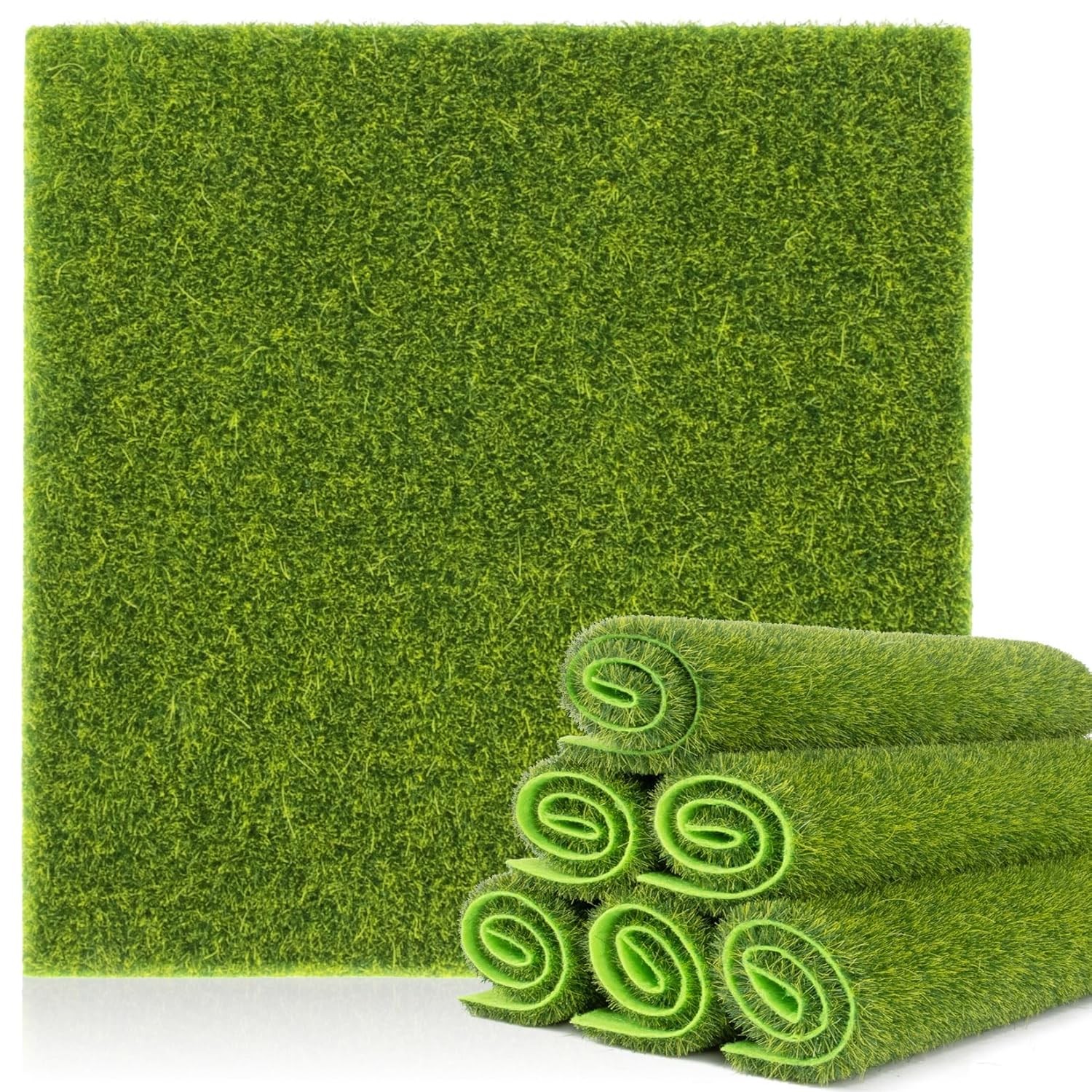Artificial Grass Mats for Crafts Decorations – 6 PCS Fake Grass Mat for
