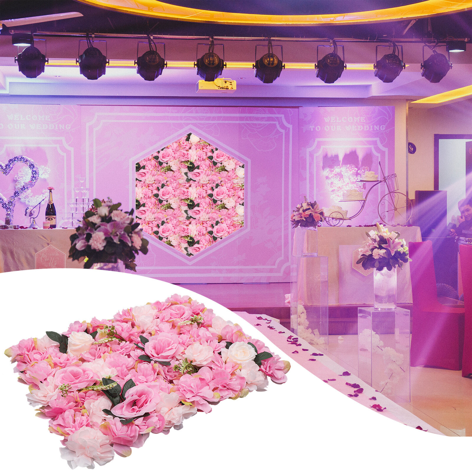 23.6×15.7 inch, 12* Artificial Flower Wall Panels for Wedding Backdrops Decor
