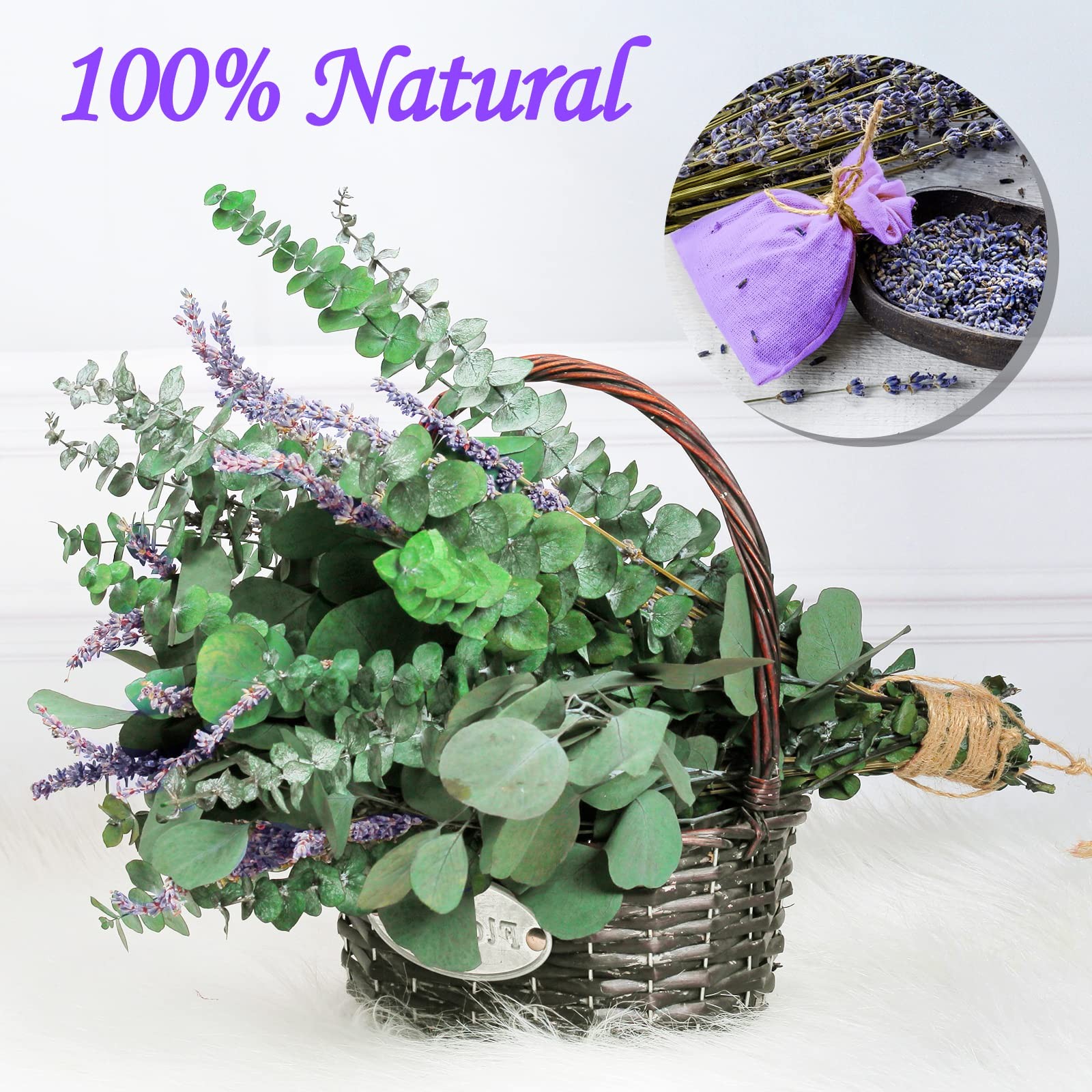 115 PCS Large Dried Preserved Eucalyptus Stems & Lavender Flowers Bundle for …