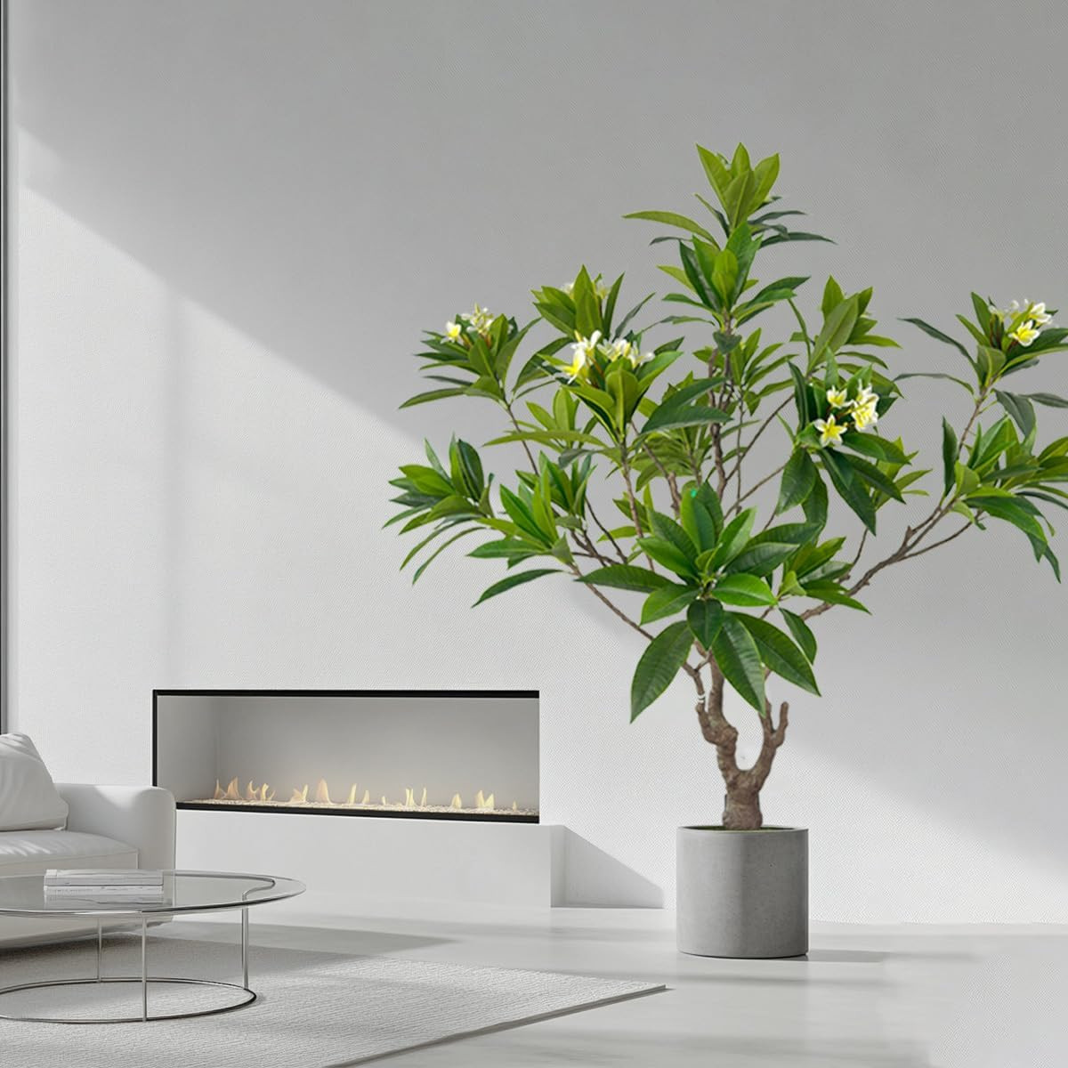 Artificial Plumeriatree with White Flowers, 7 Ft Tall, Potted Plumeria Plant for