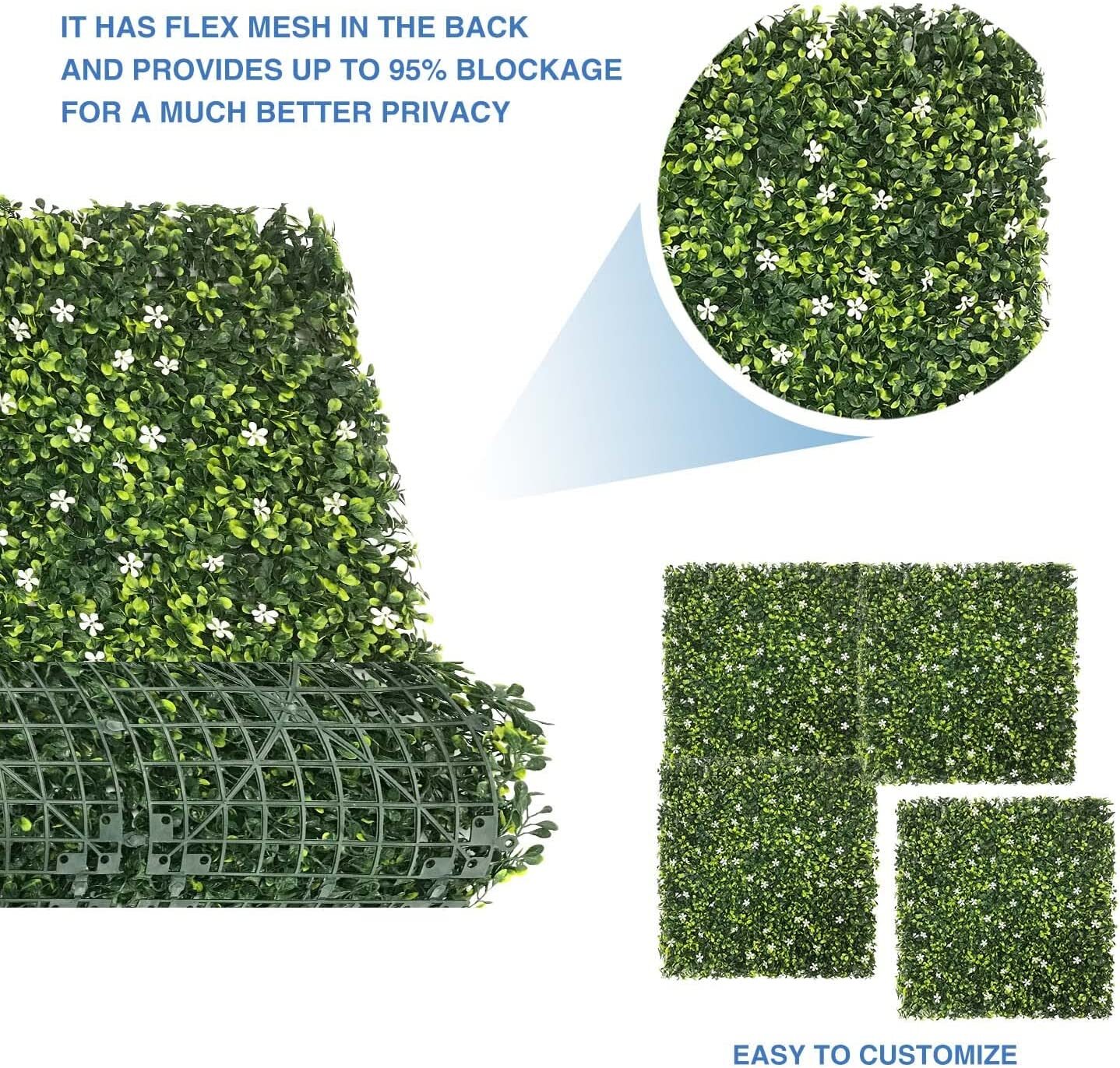 12 pc 20×20″ Artificial Faux Jasmine Leaf Privacy Fence Screen Decor Panel Hedge