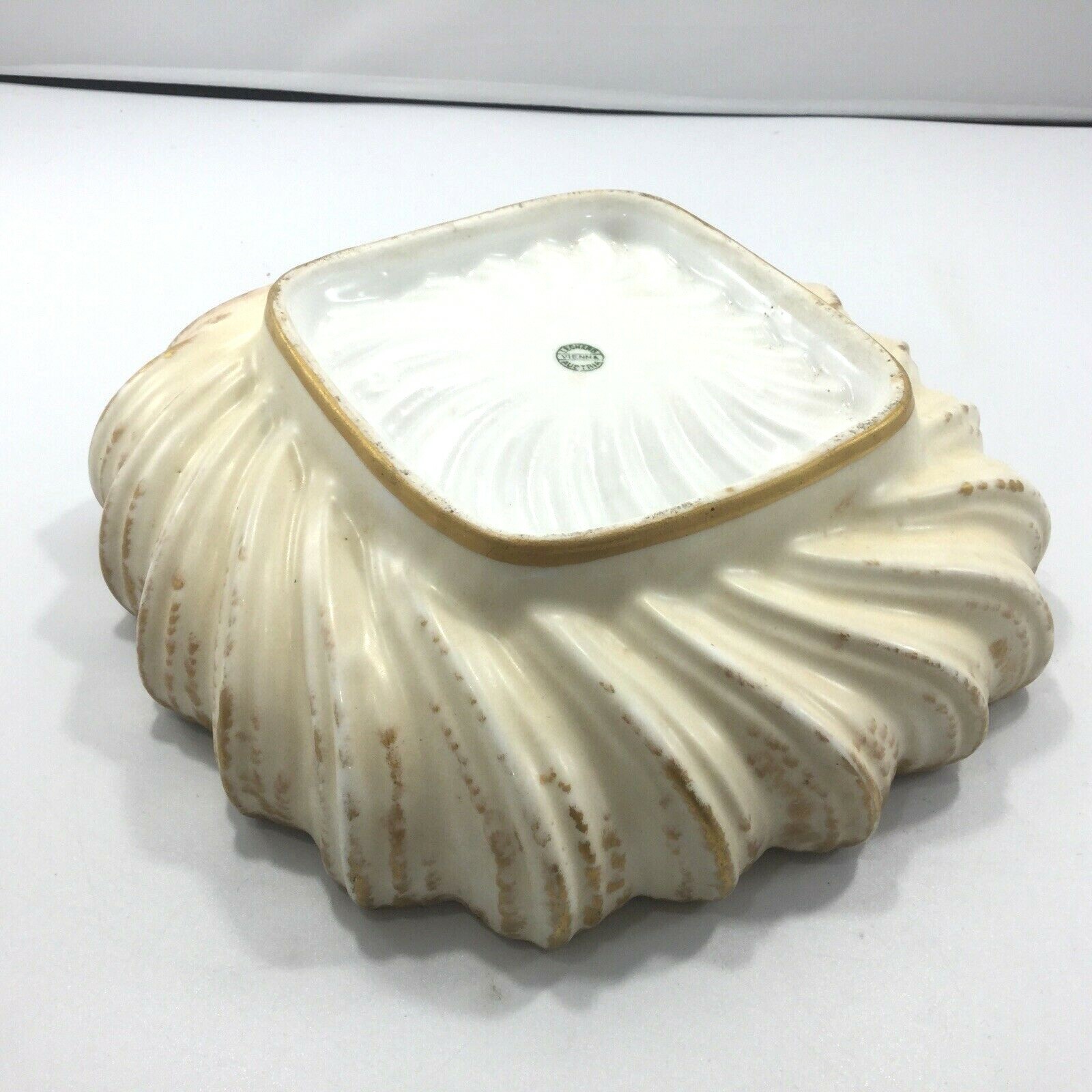 Vintage Leonard Vienna Austria Square Dish or Bowl Gilded Shell Pink