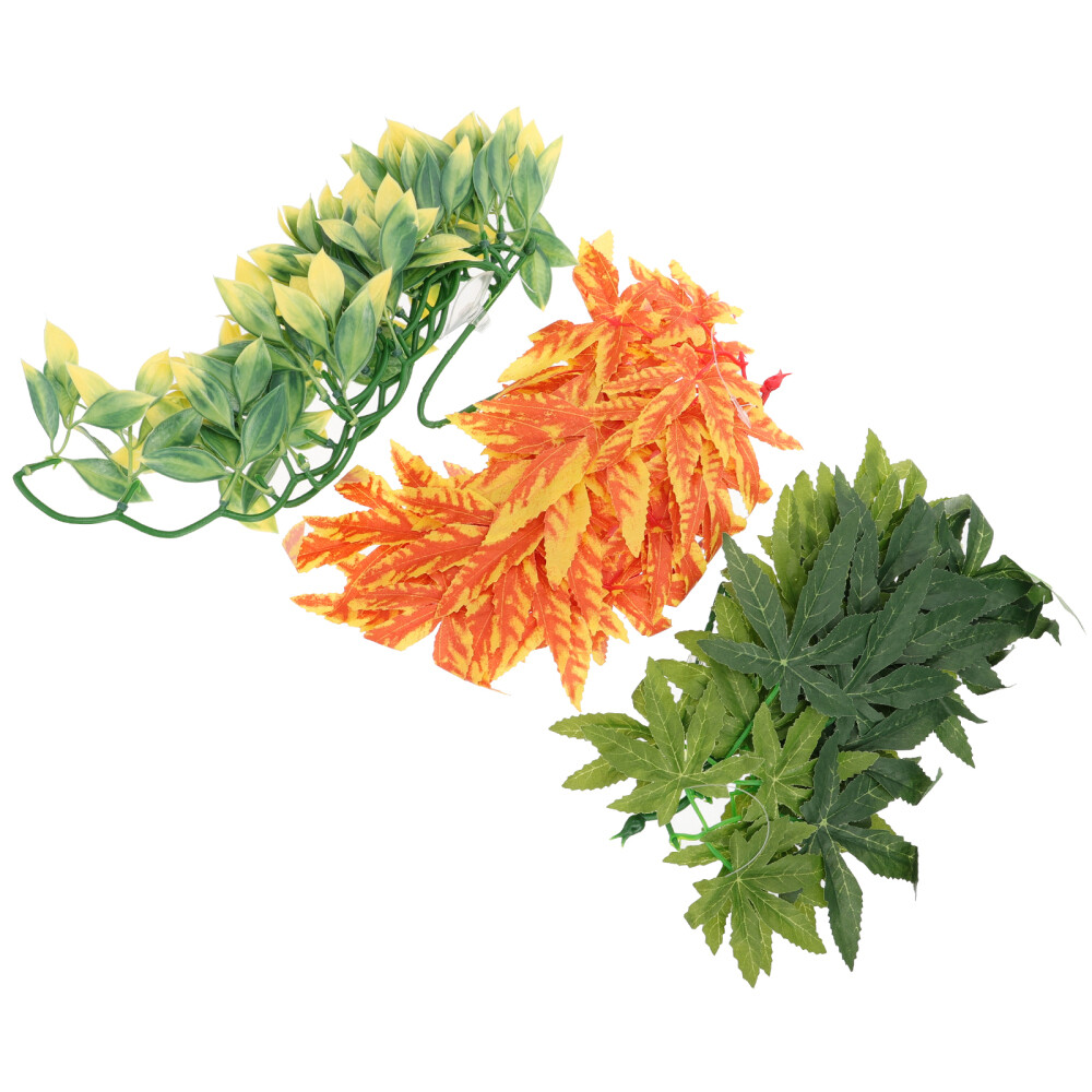 3pcs Artificial Vine Gecko Climbing Vines Pet Landscape Decor Pet Supply Decor