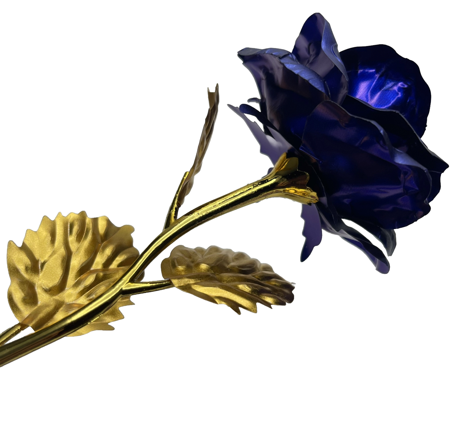 24 K Golden Foil Rose With Box Blue And Gold Plated