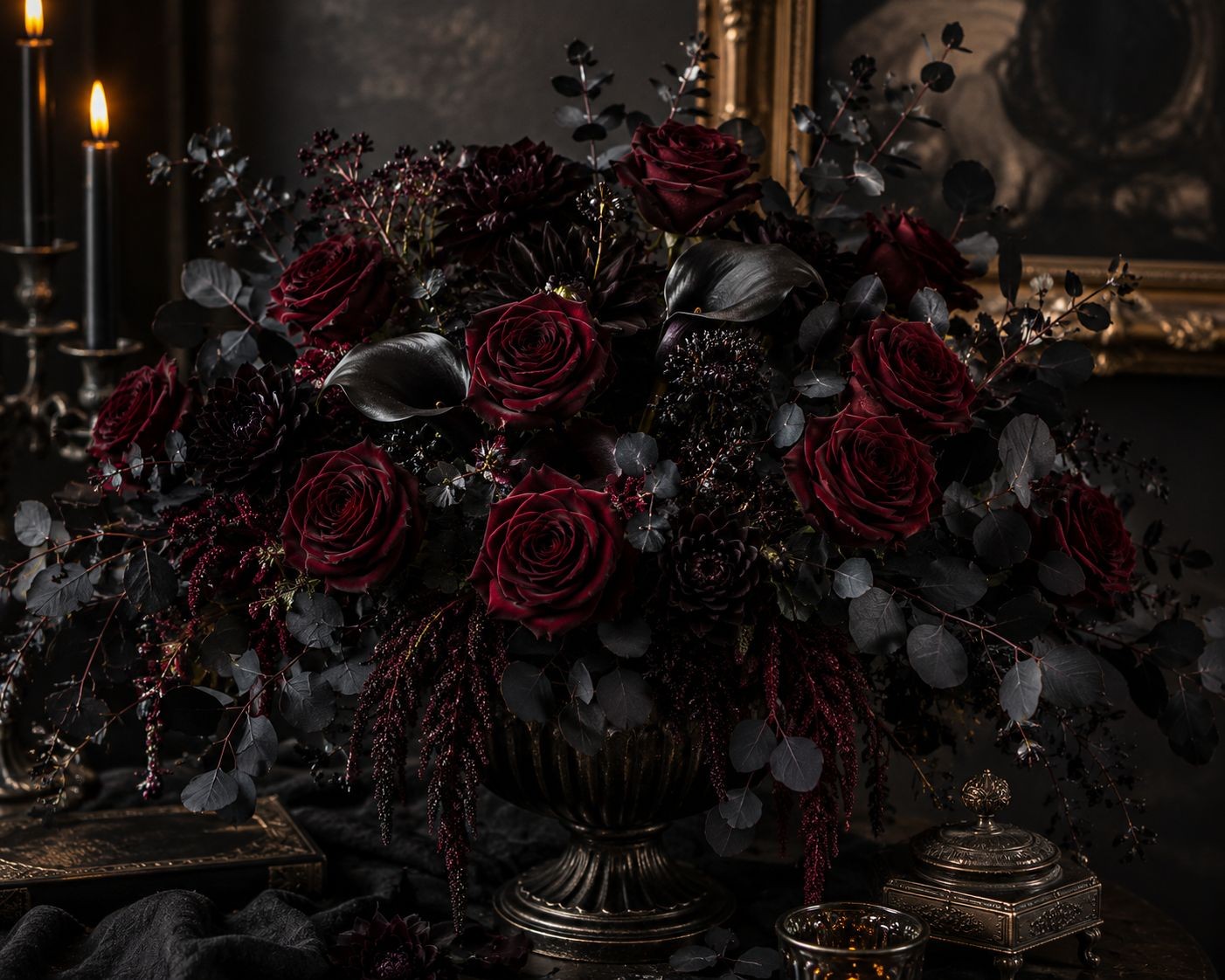 Burgundy Velvet Rose Stems Faux Roses Artificial Flowers Dark Red Roses Gothic D