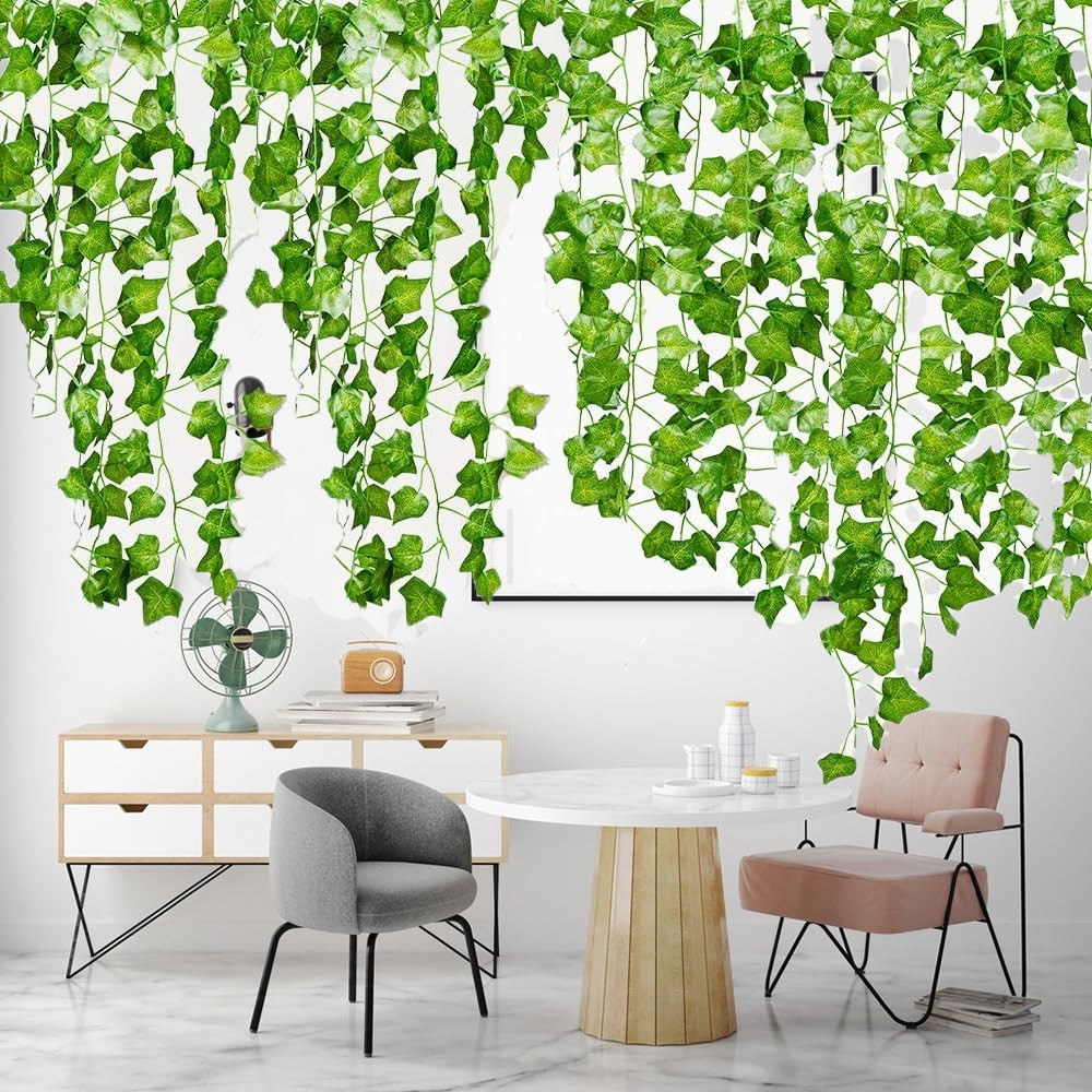 12 Pack 84 Feet Fake Ivy Leaves Vines Artificial Garland Greenery Hanging Plants