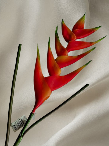 Large ARTIFICIAL heliconia stem ORANGE