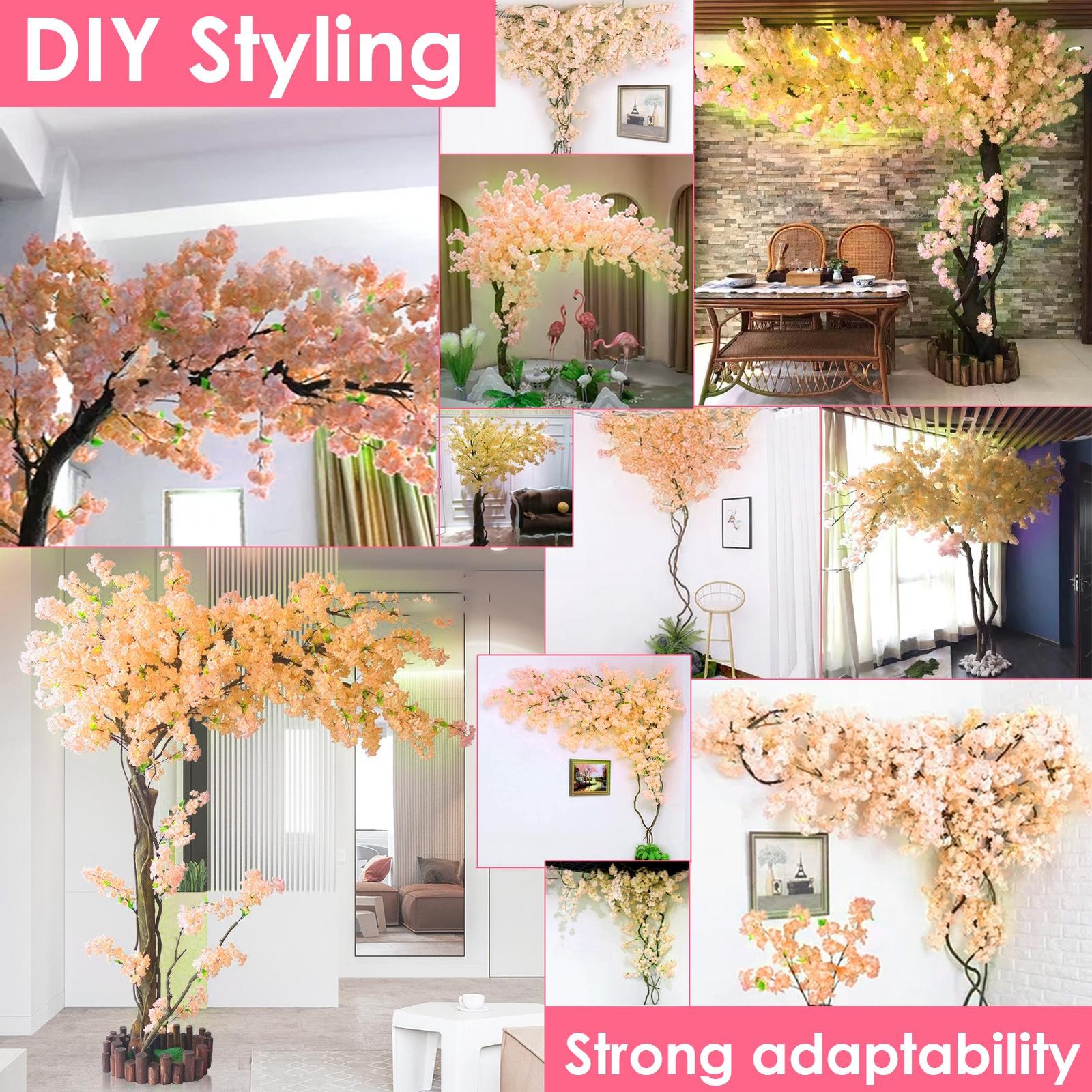 Artificial Cherry Blossoms Tree Fake Sakuras Tree For Bridal Bouquets Decor
