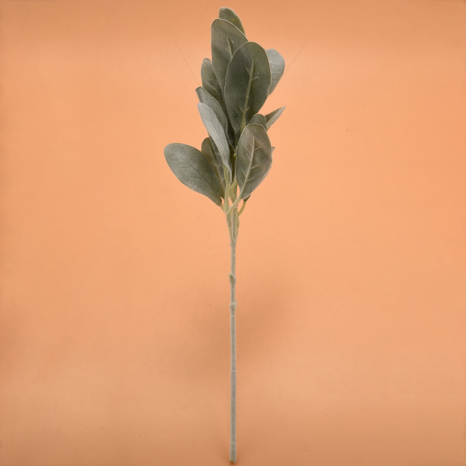 8Pcs Artificial Flocked Lambs Ear Leaves Stems Faux Lamb’s Ear Branches7719