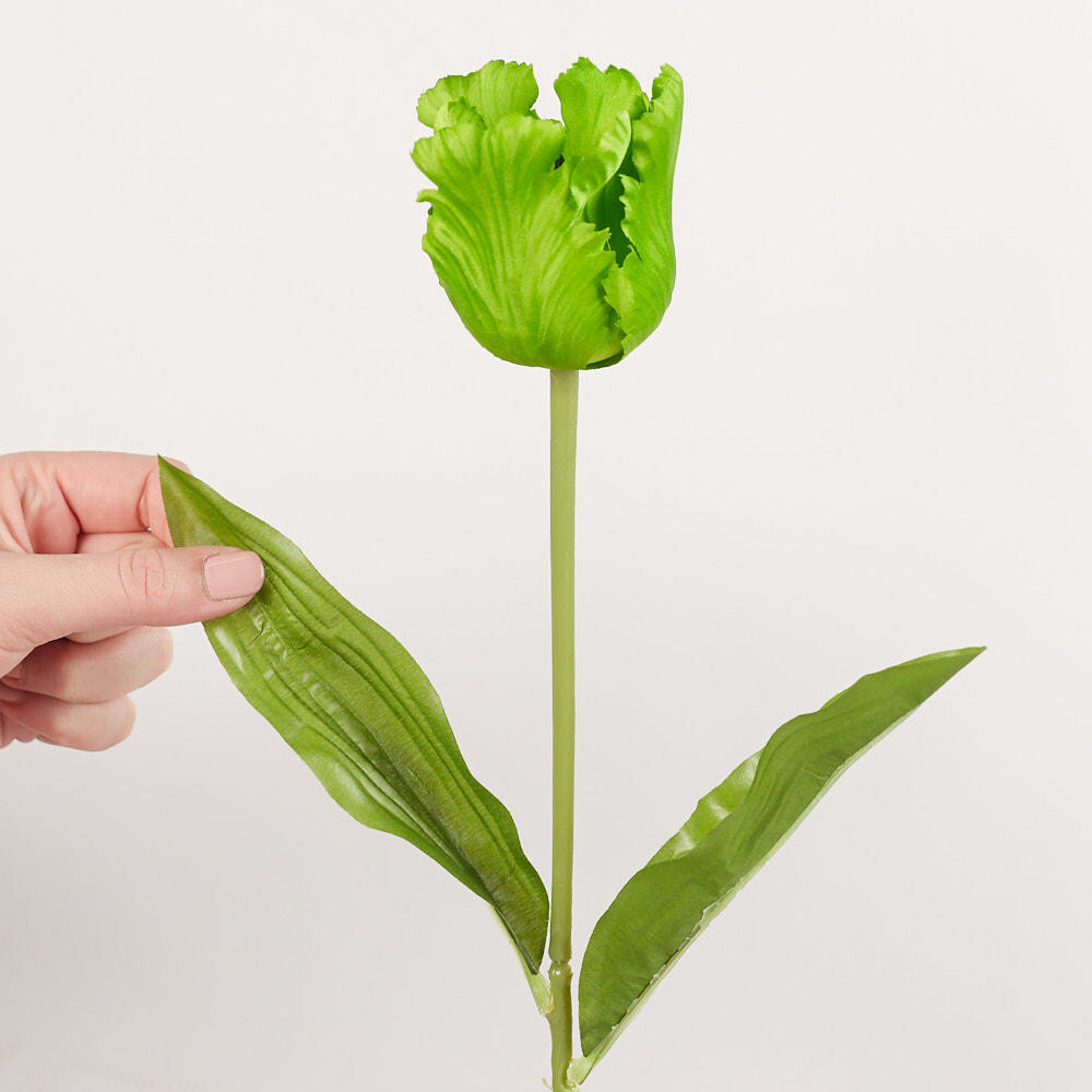 Package of 6 Realistic Spring Faux Green Parrot Tulip Stems