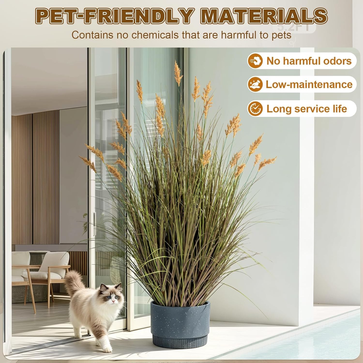 Lifelike Faux Plastic plantas Synthetic Pampas Grass Indoor Outdoor Realistic