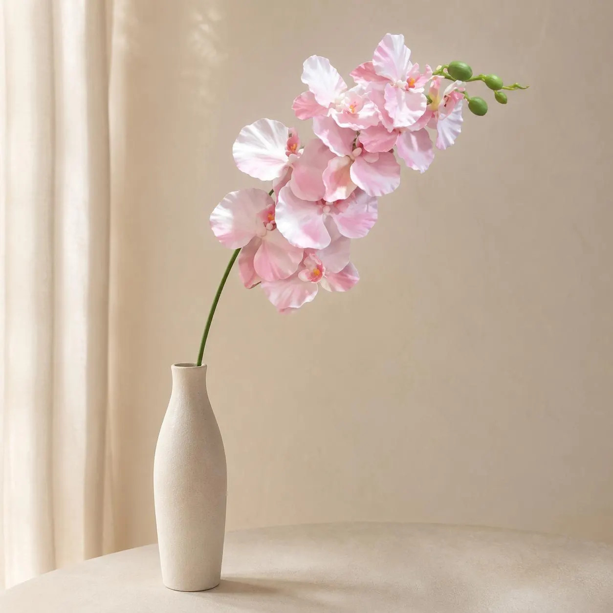 Artificial Phalaenopsis Orchid Stem, Pink Faux Long Stem Flower for Vase