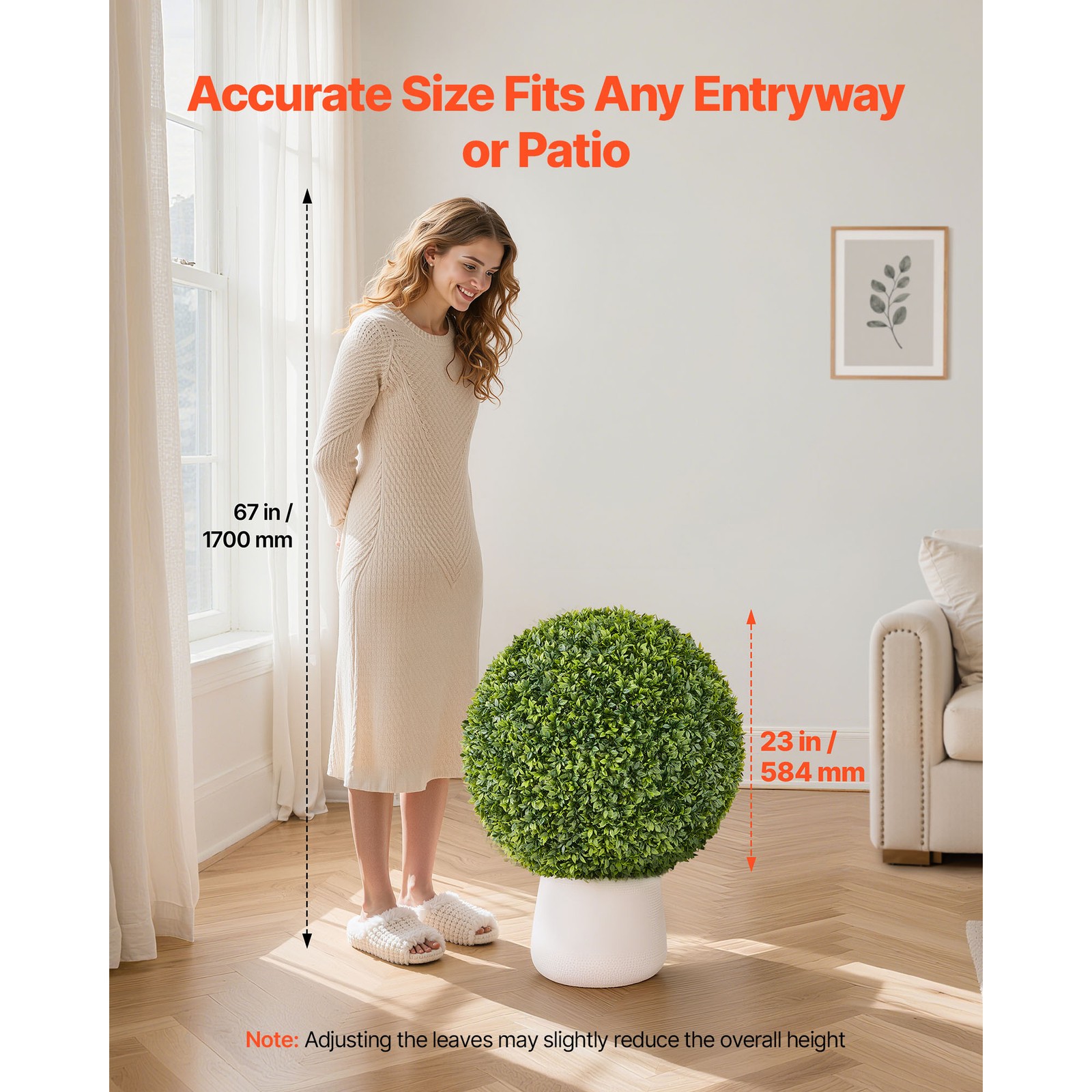 Uimoso 23-Inch Artificial Boxwood Ball for Home, Garden, and Event Decoration
