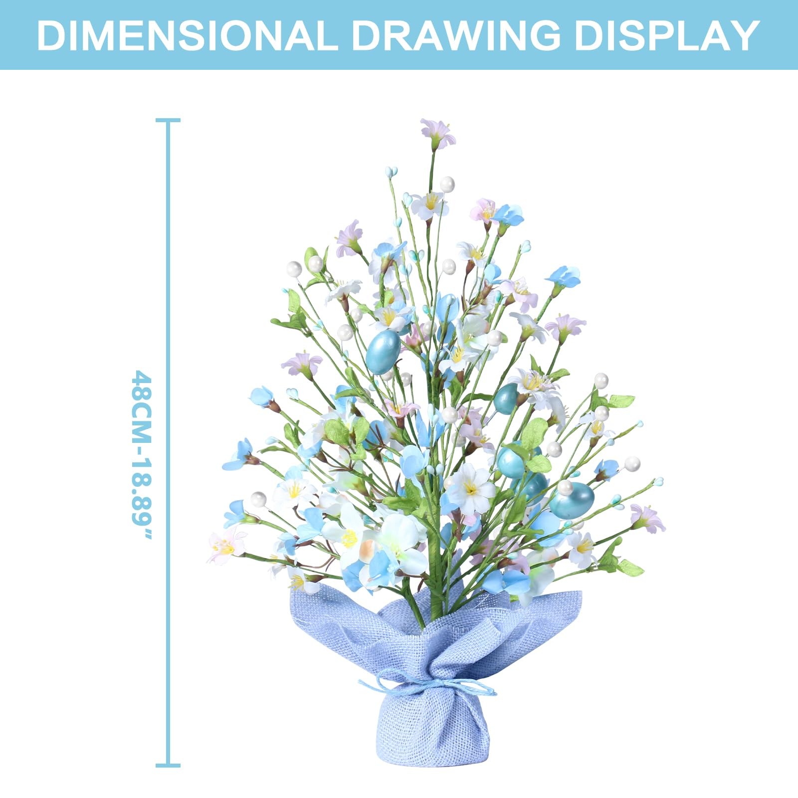 18 Inch Artificial Easter Blue Egg Flower Tree Tabletop Decorations Party