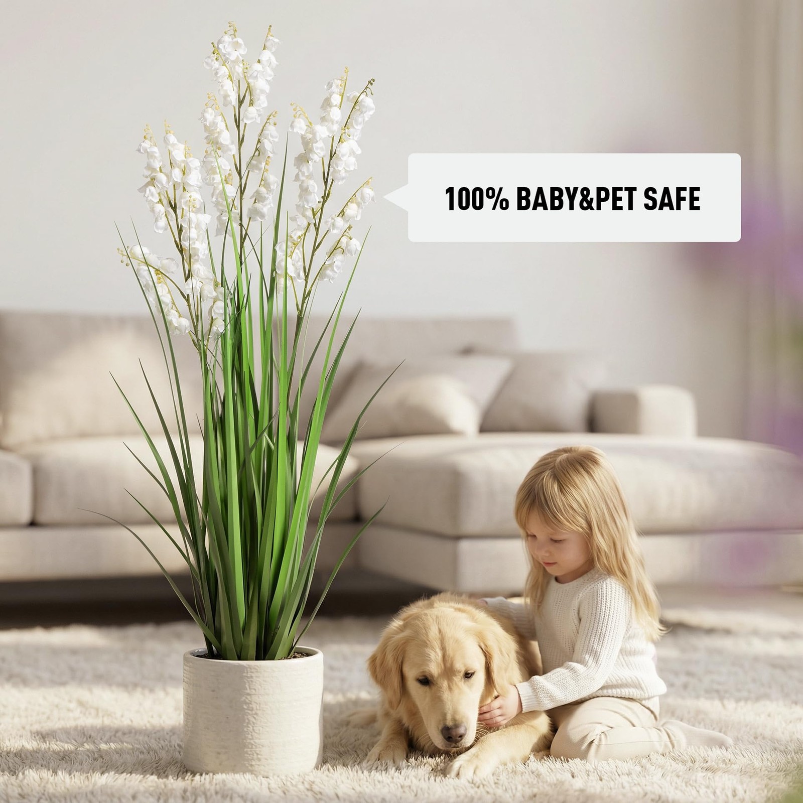 Artificial Tall Grass Plants with Pots 36″ 1 Pack Lily of The Valley Artifici…